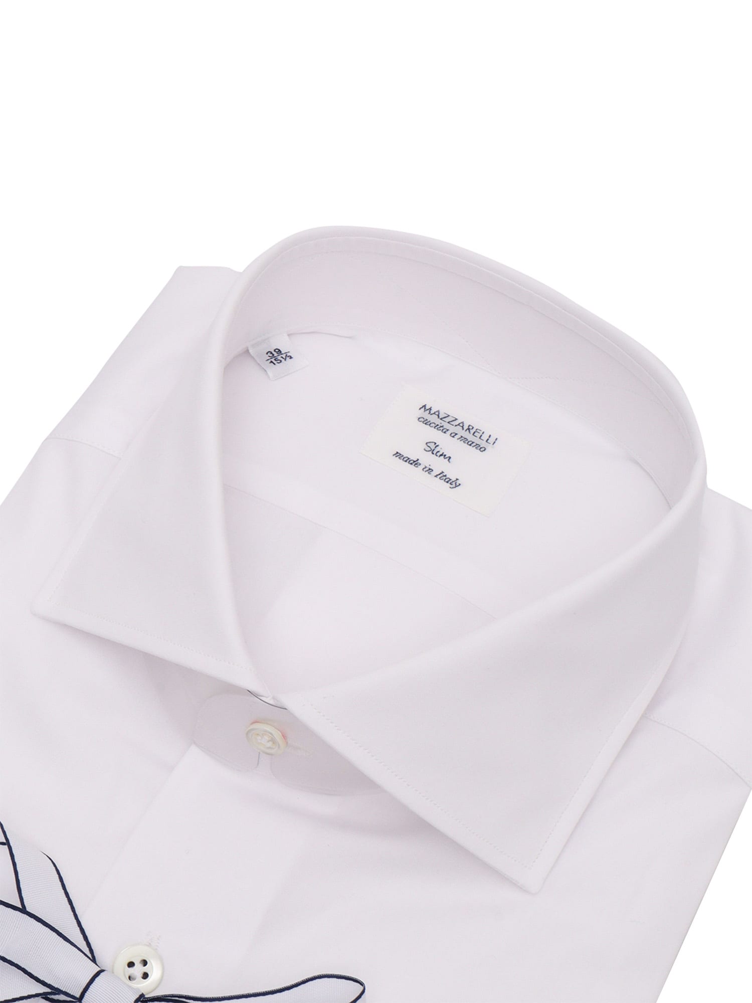 Mazzarelli White Slim Fit Satin Twill Shirt In White