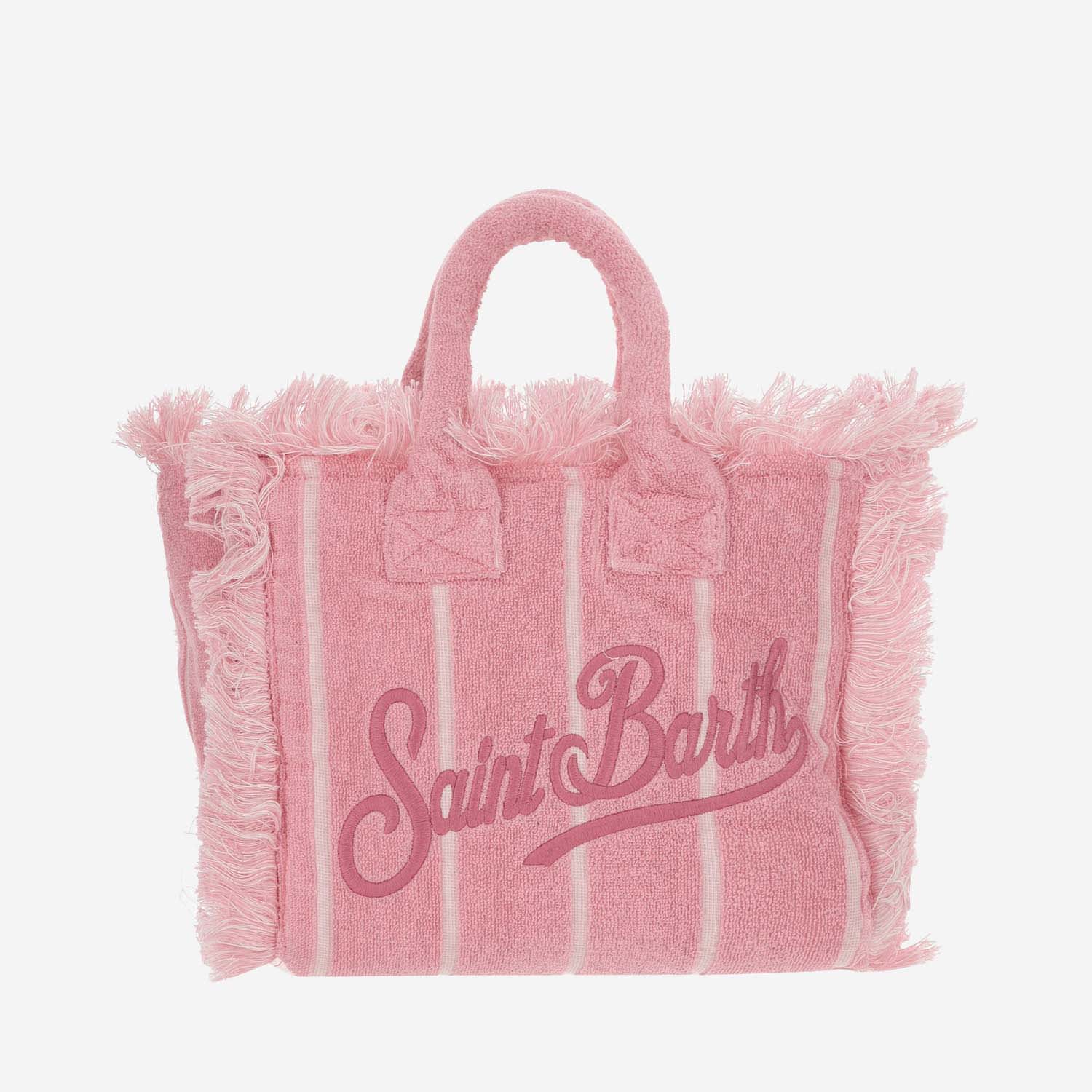 Mc2 Saint Barth Colette Terry Cloth Tote Bag With Embroidery In Pink