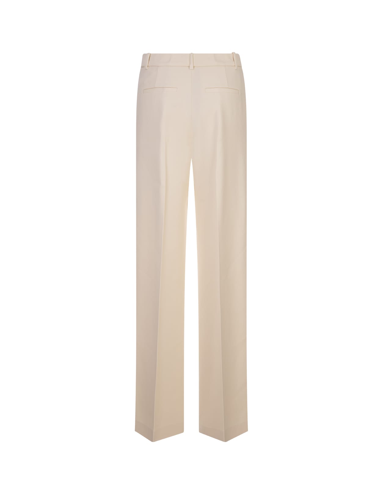 Shop Blumarine White Viscose Crepe Wide Leg Trousers