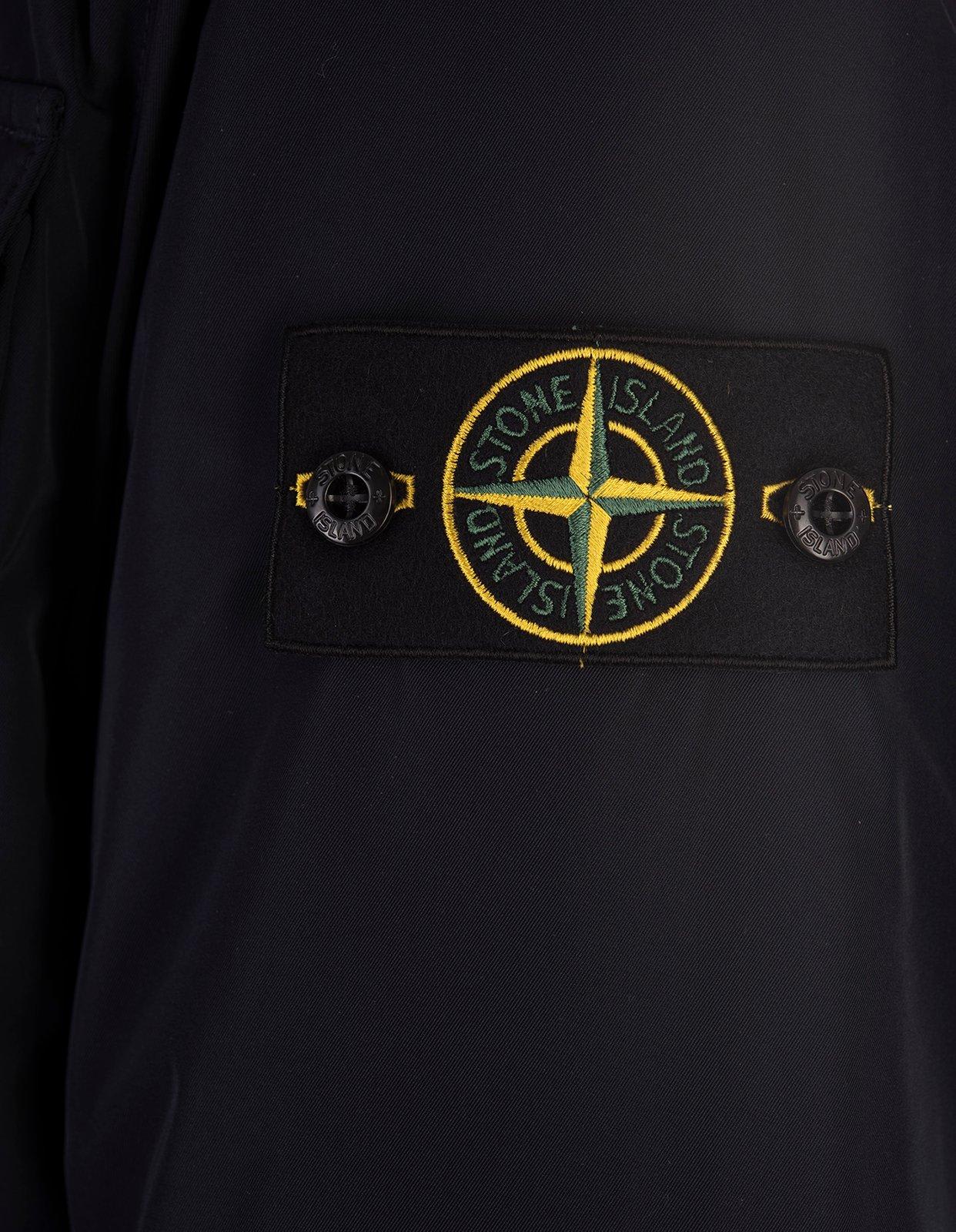 Shop Stone Island Compass-badge Funnel Neck Puffer Jacket In Blue