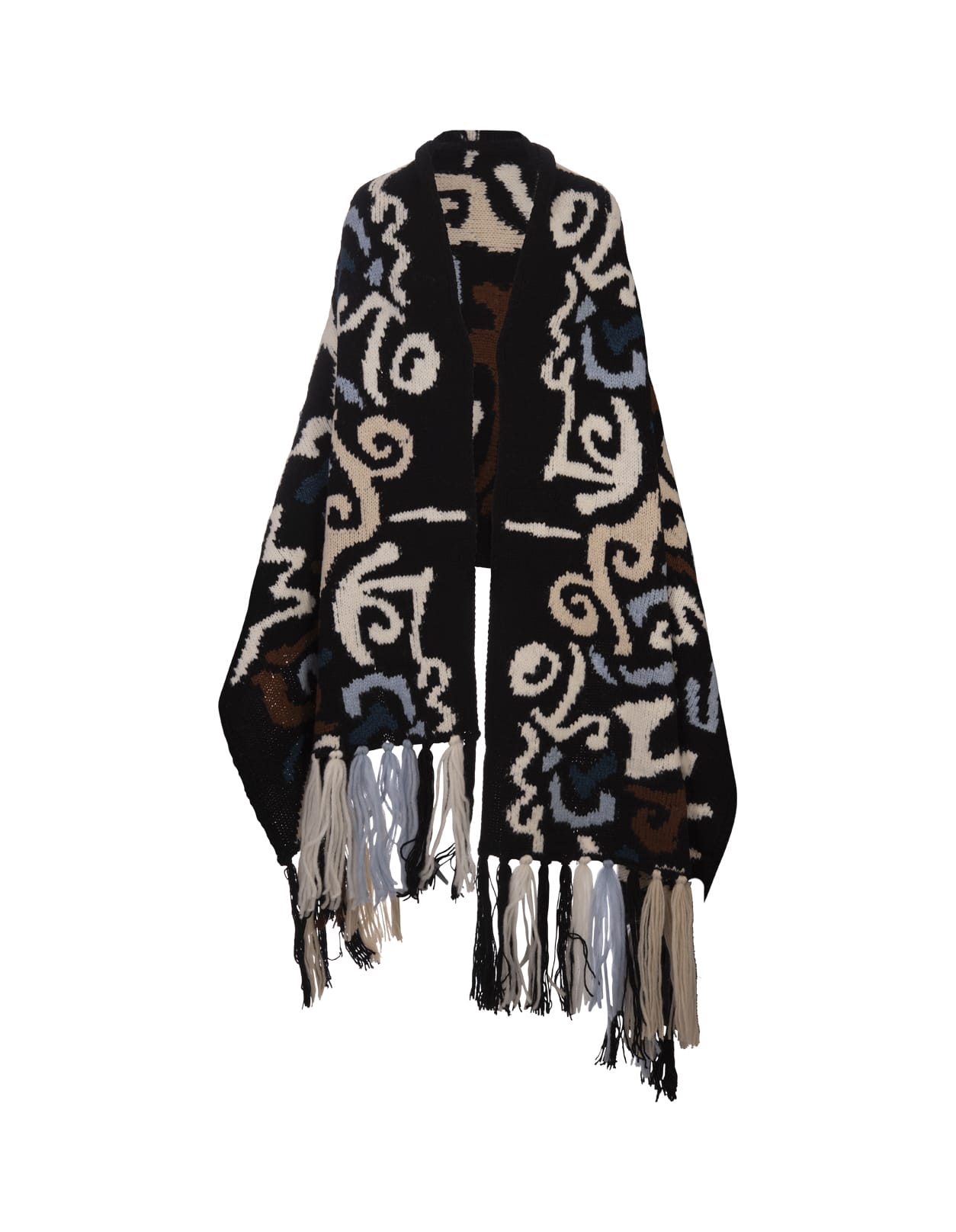 Shop Ermanno Scervino Alpaca Mix Scarf With Jacquard Pattern In Black