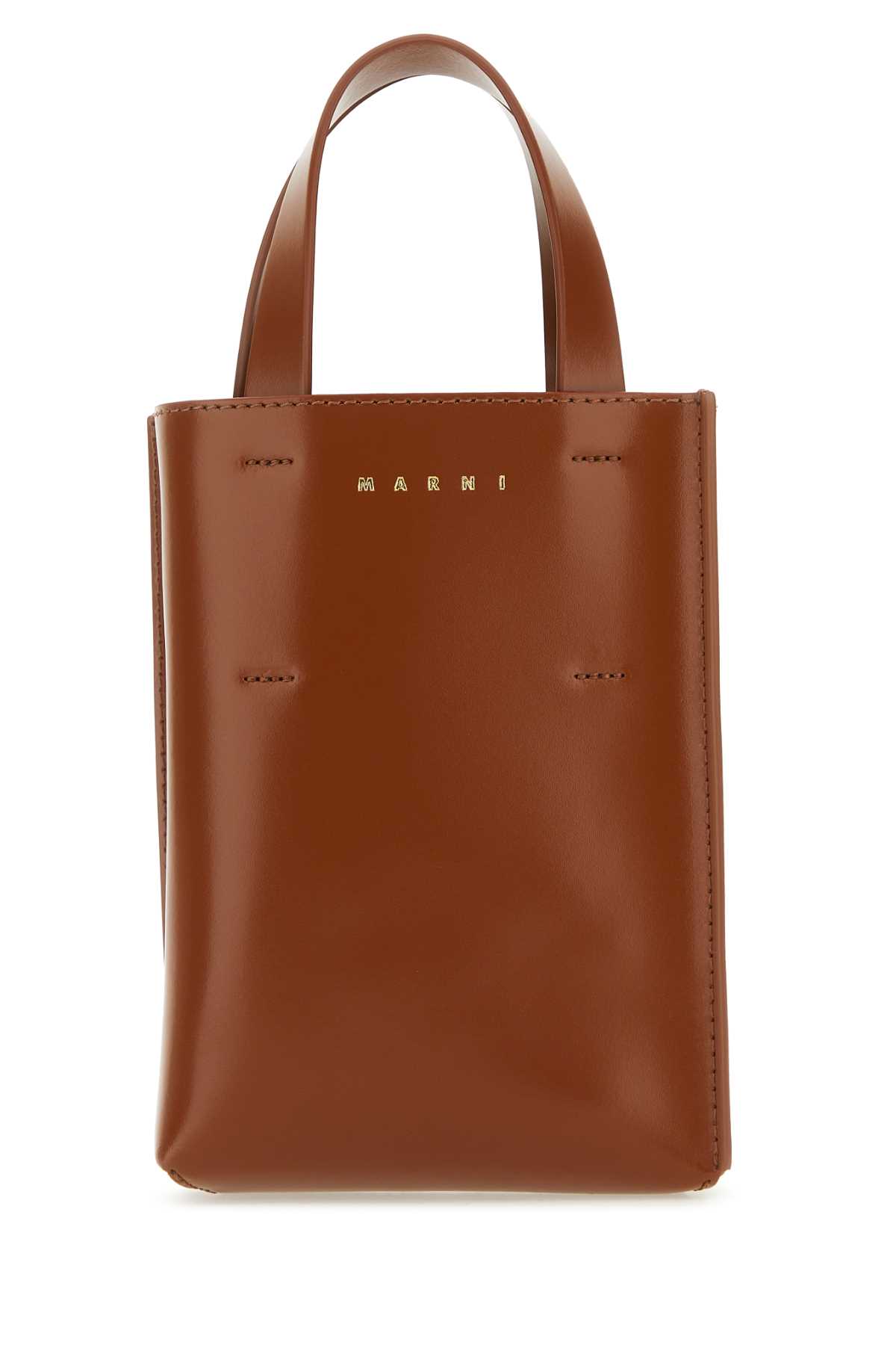 Brown Leather Nano Museo Handbag