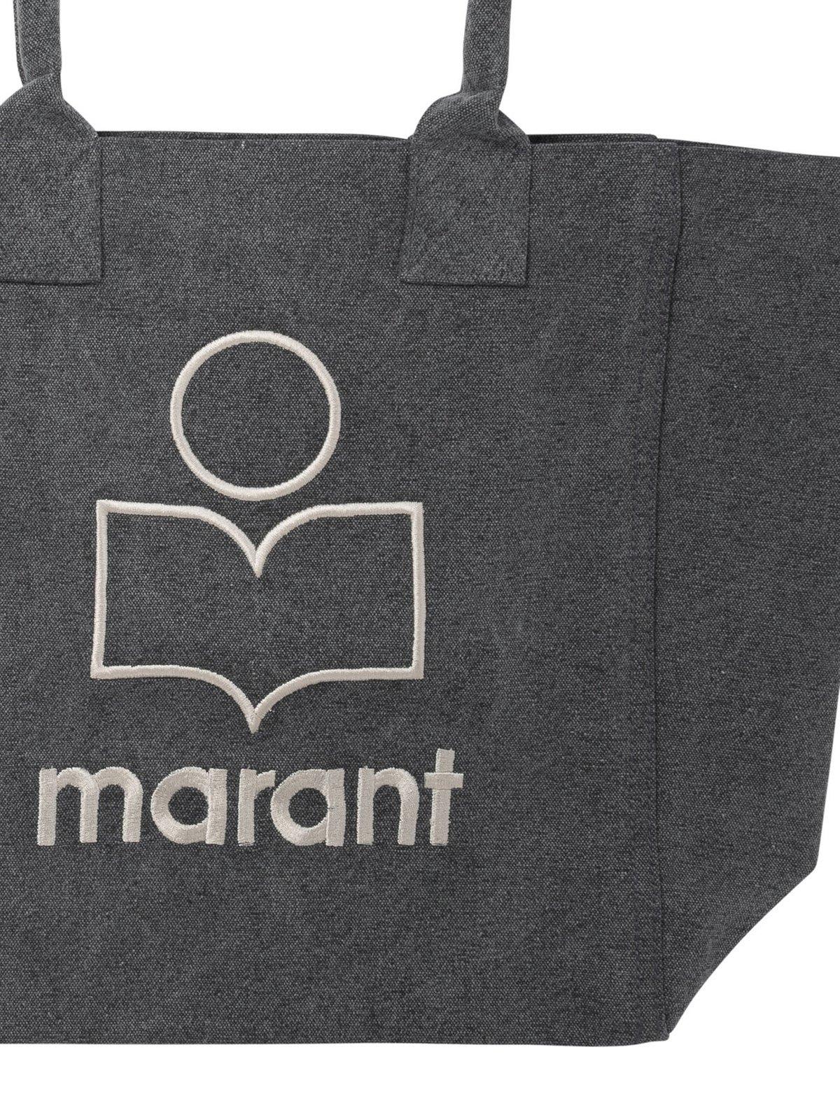 Isabel Marant Logo Flocked Open-top Tote Bag In Black