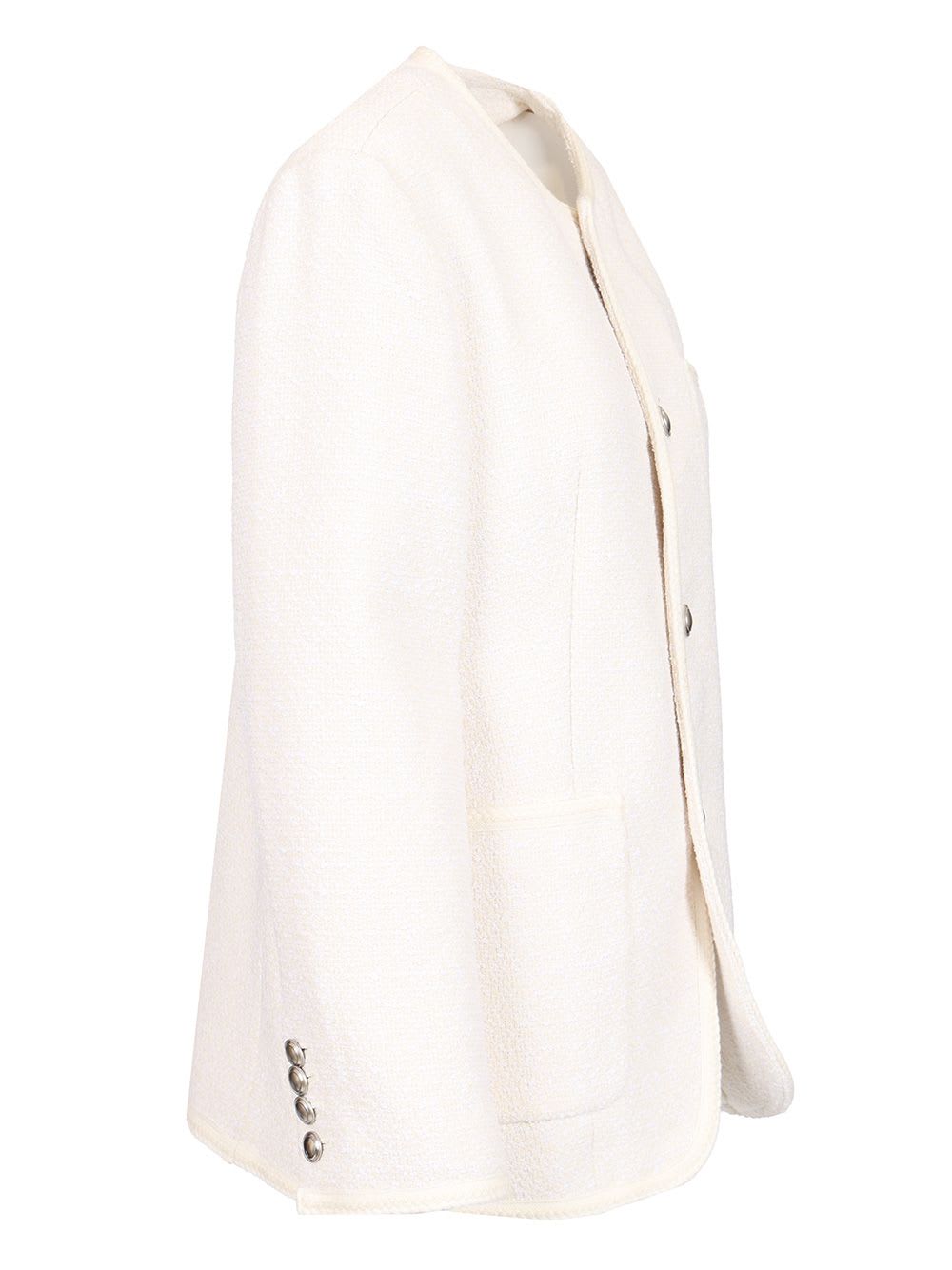 Dunst Collarless Tweed Jacket In Ivory