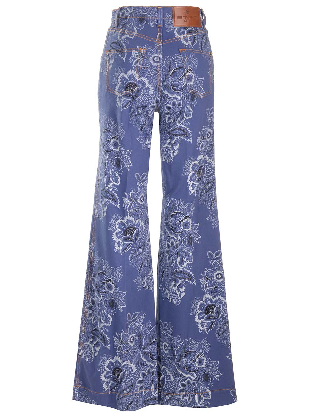 Shop Etro Printed Flare Jeans In Blu