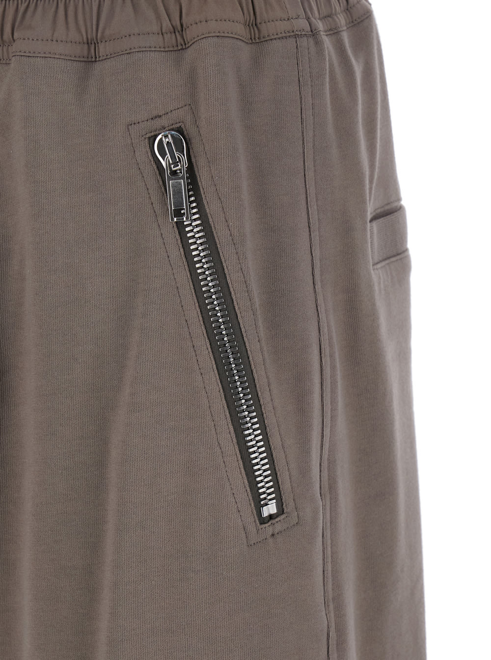 Rick Owens Tecuatl Grey Pants With Elastic Waist With Drawstring And Zip At The Ankles In Cotton Man In Dust