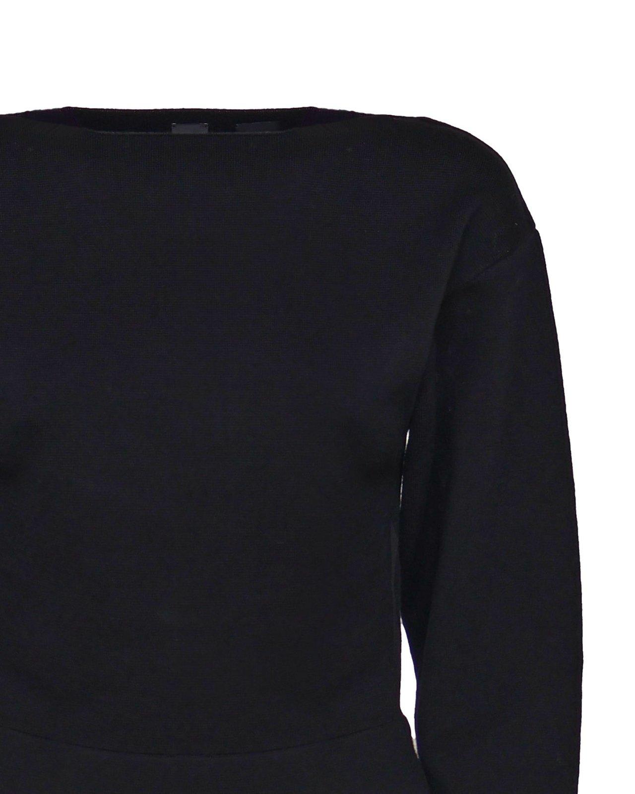 Shop Pinko Boat-neck Knitted Jumper  In Black