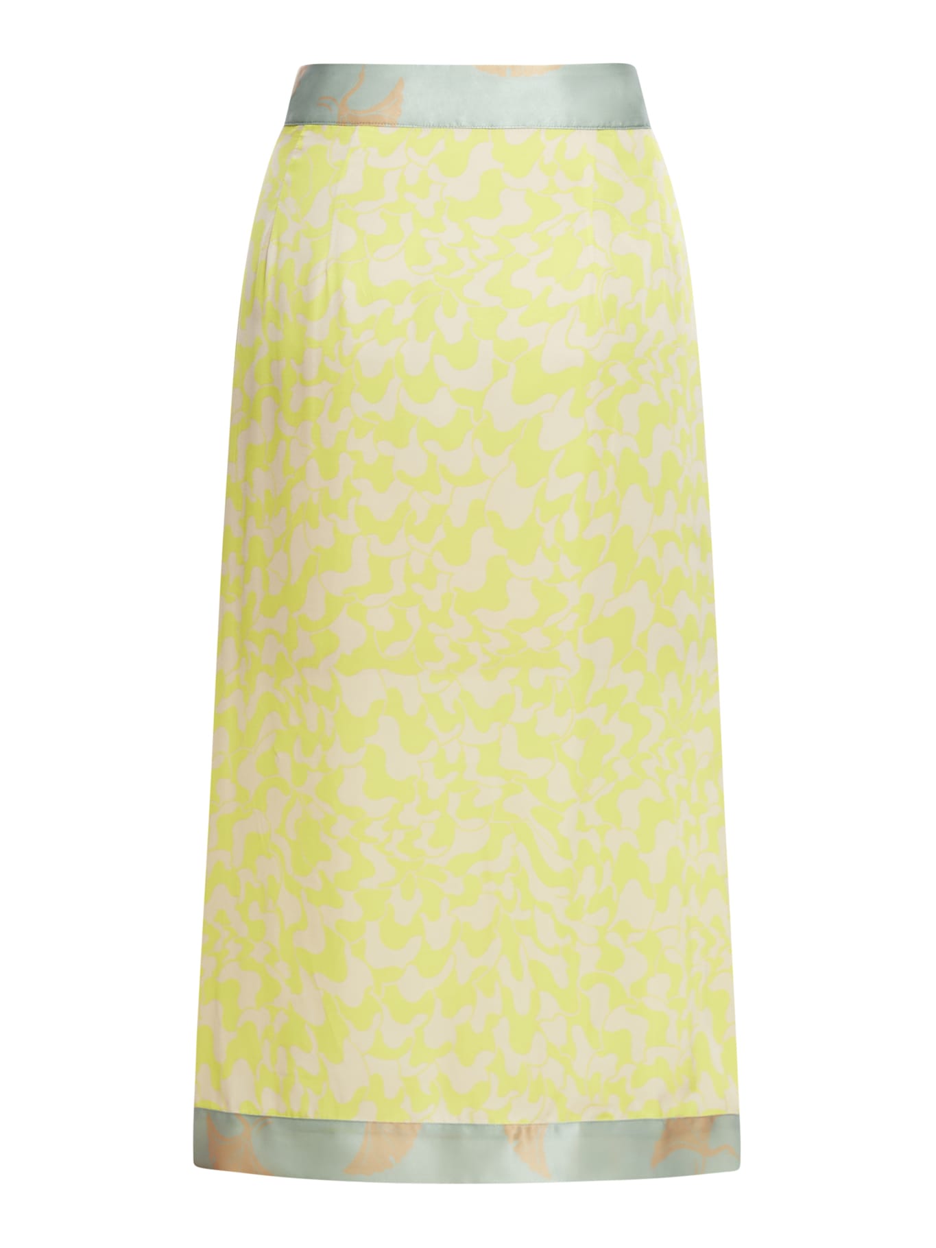 Shop Dries Van Noten 01830-sole Bis 8104 W.w.skirt Lightweight Viscose Printed With Bicolor Abstract Pattern In Yellow