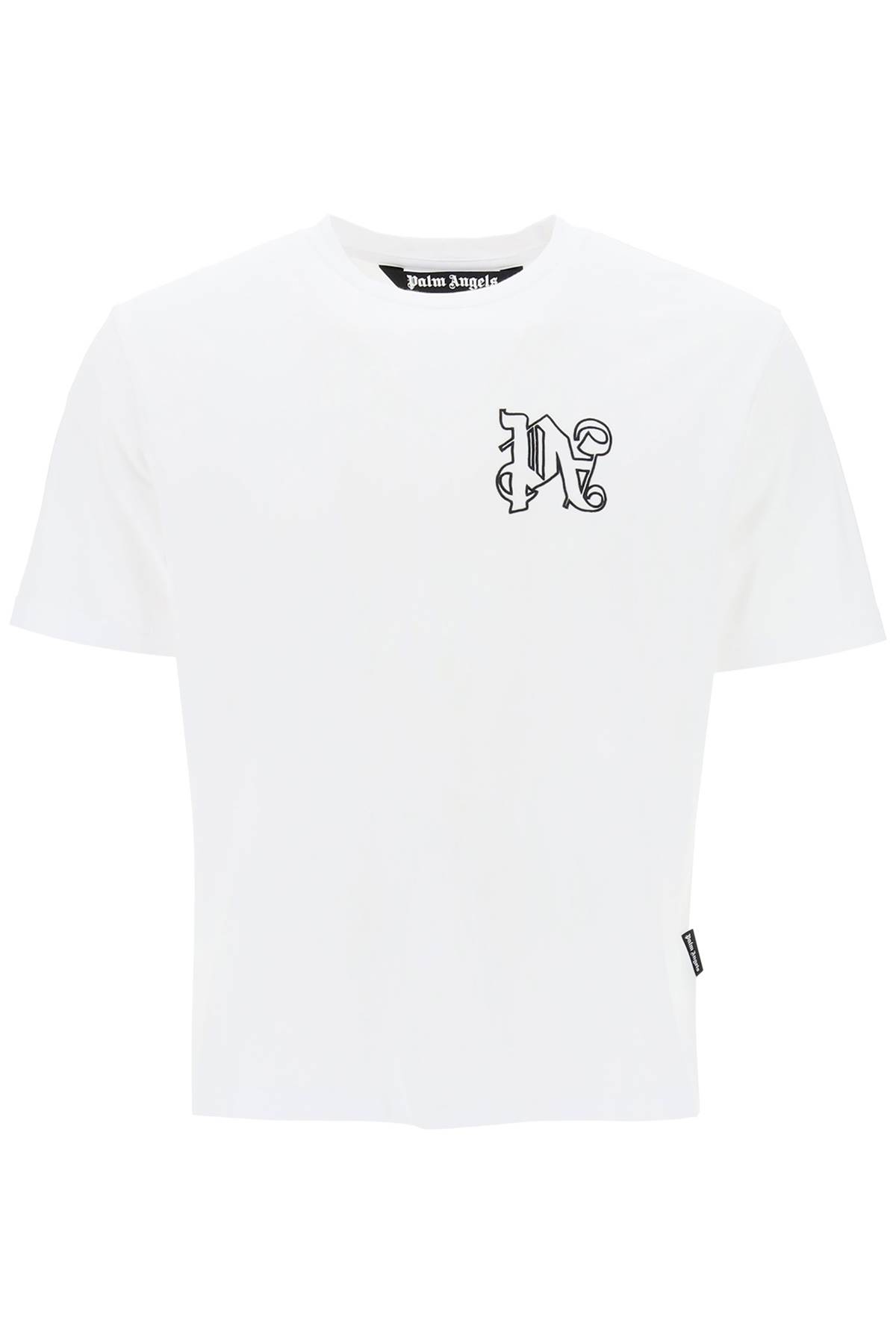 Palm Angels Pa Monogram Embroidered T-shirt In White