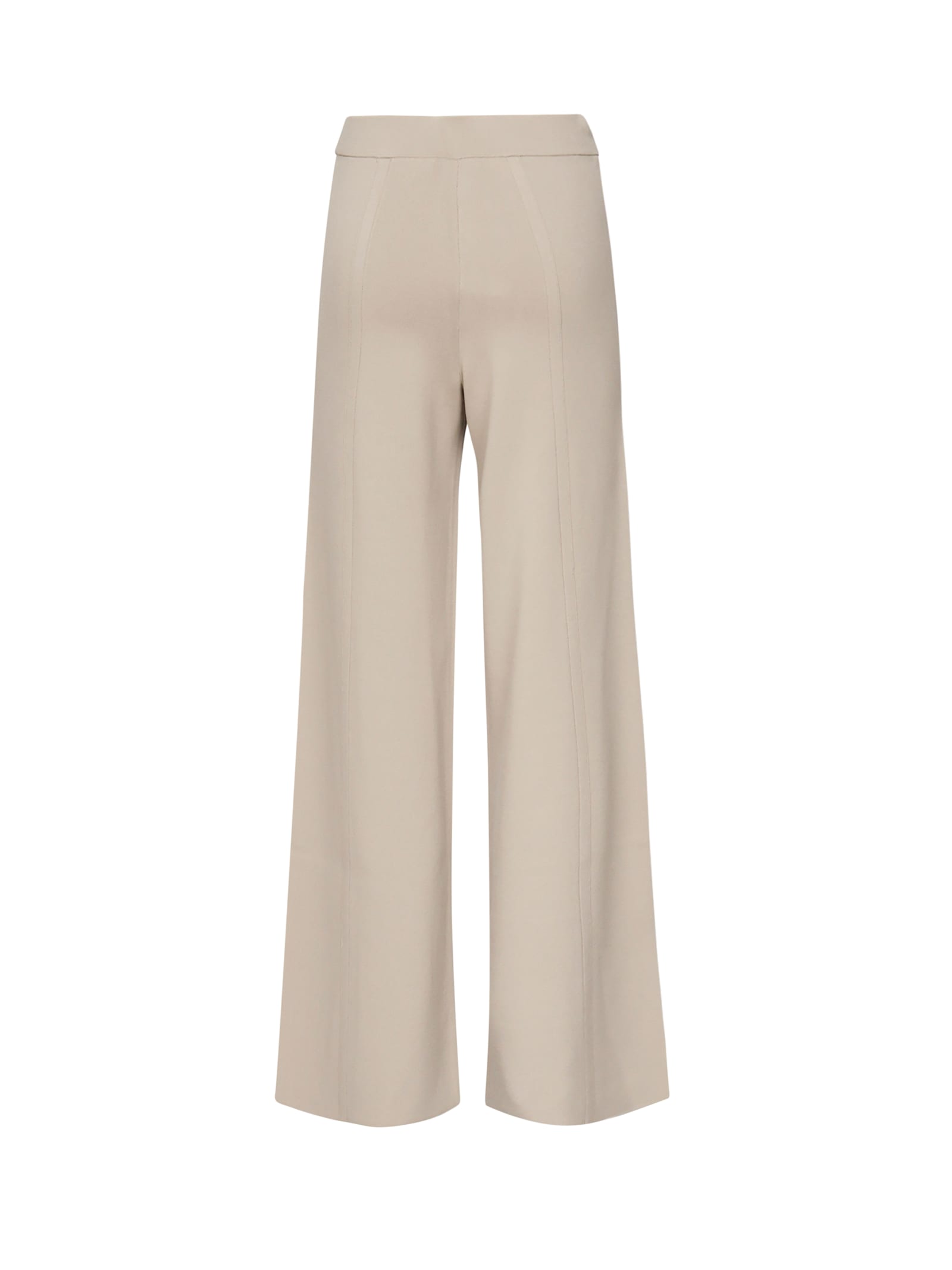 Max Mara Wilma Knitted Wool Wide-leg Pants In Beige