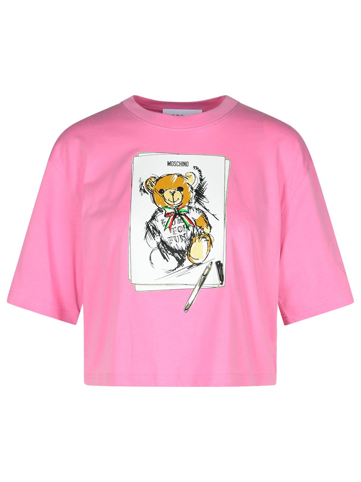 Shop Moschino Pink Cotton T-shirt