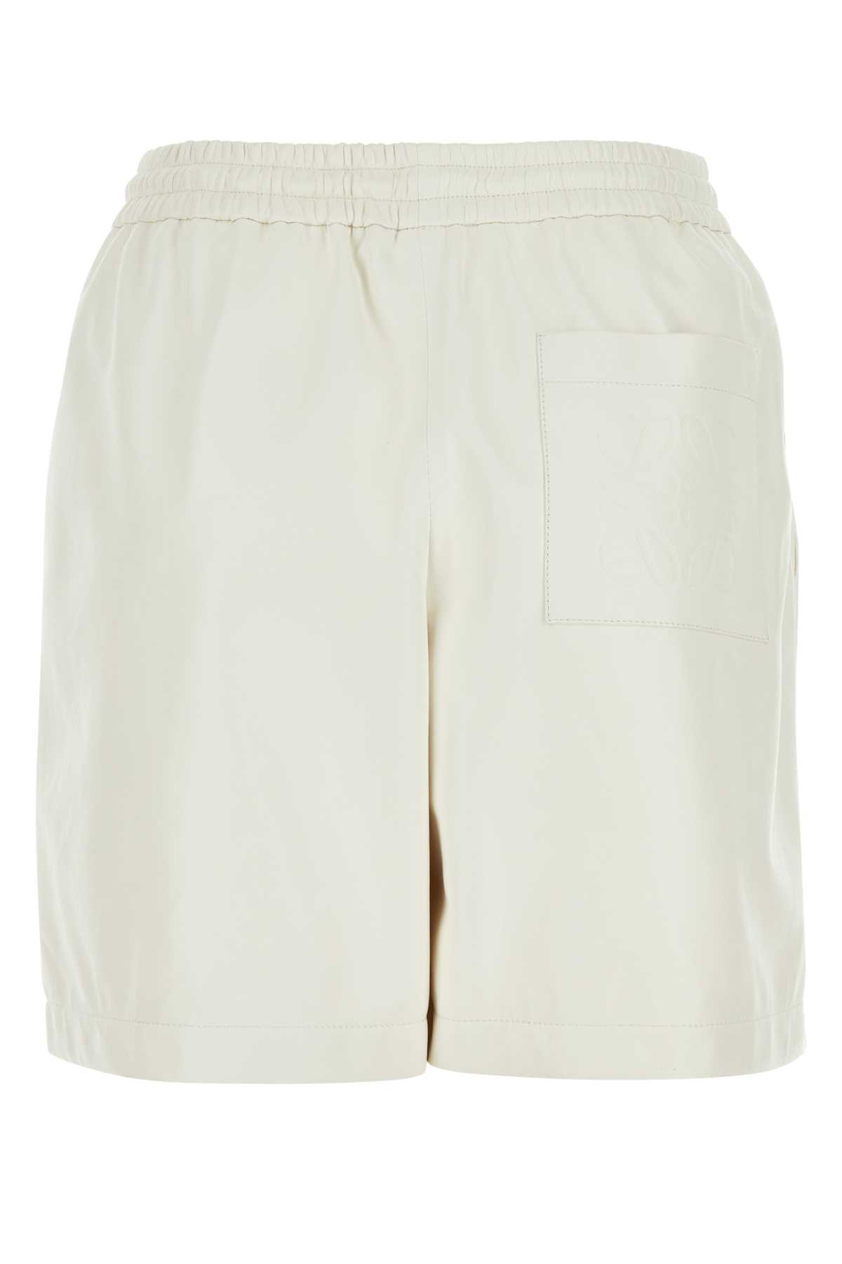 Loewe White Leather Shorts