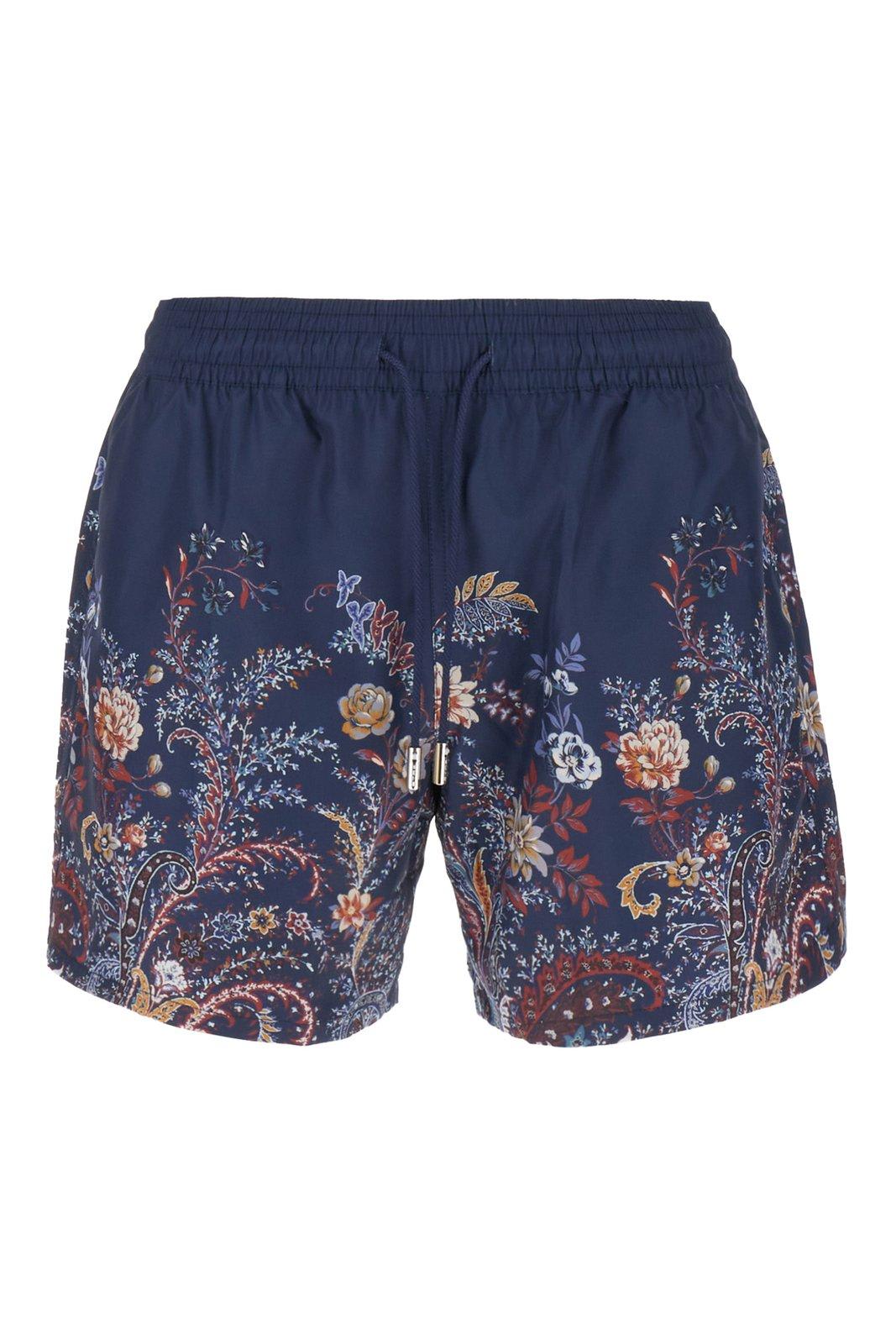Shop Etro Paisley-print Swim Shorts In Navy
