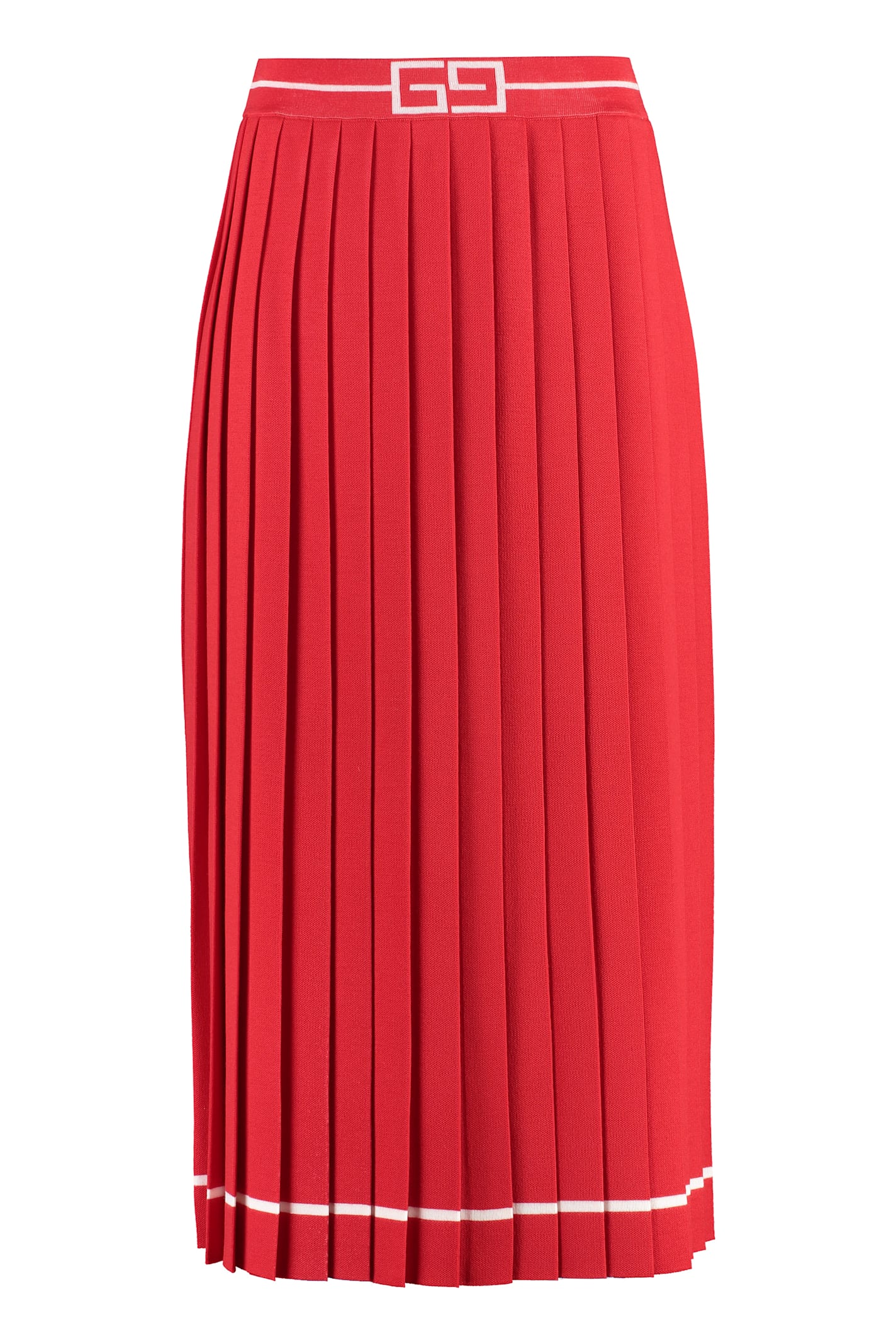Gucci Ultra-fine Jacquard Wool Skirt In Red
