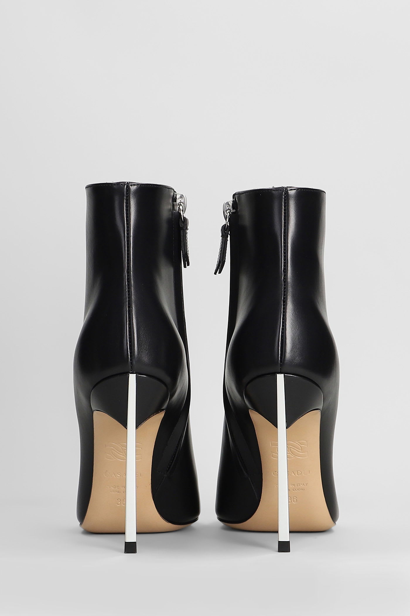 Casadei Blade High Heels Ankle Boots In Black Leather In Black