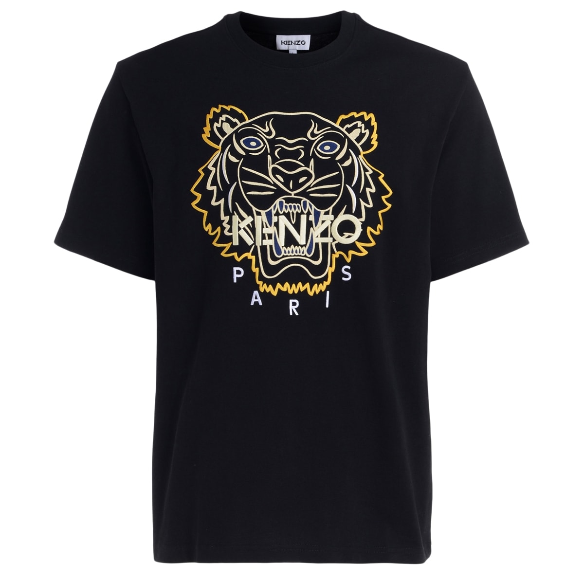 Kenzo Tiger Classic Shirt In Black Cotton With Yellow Tiger