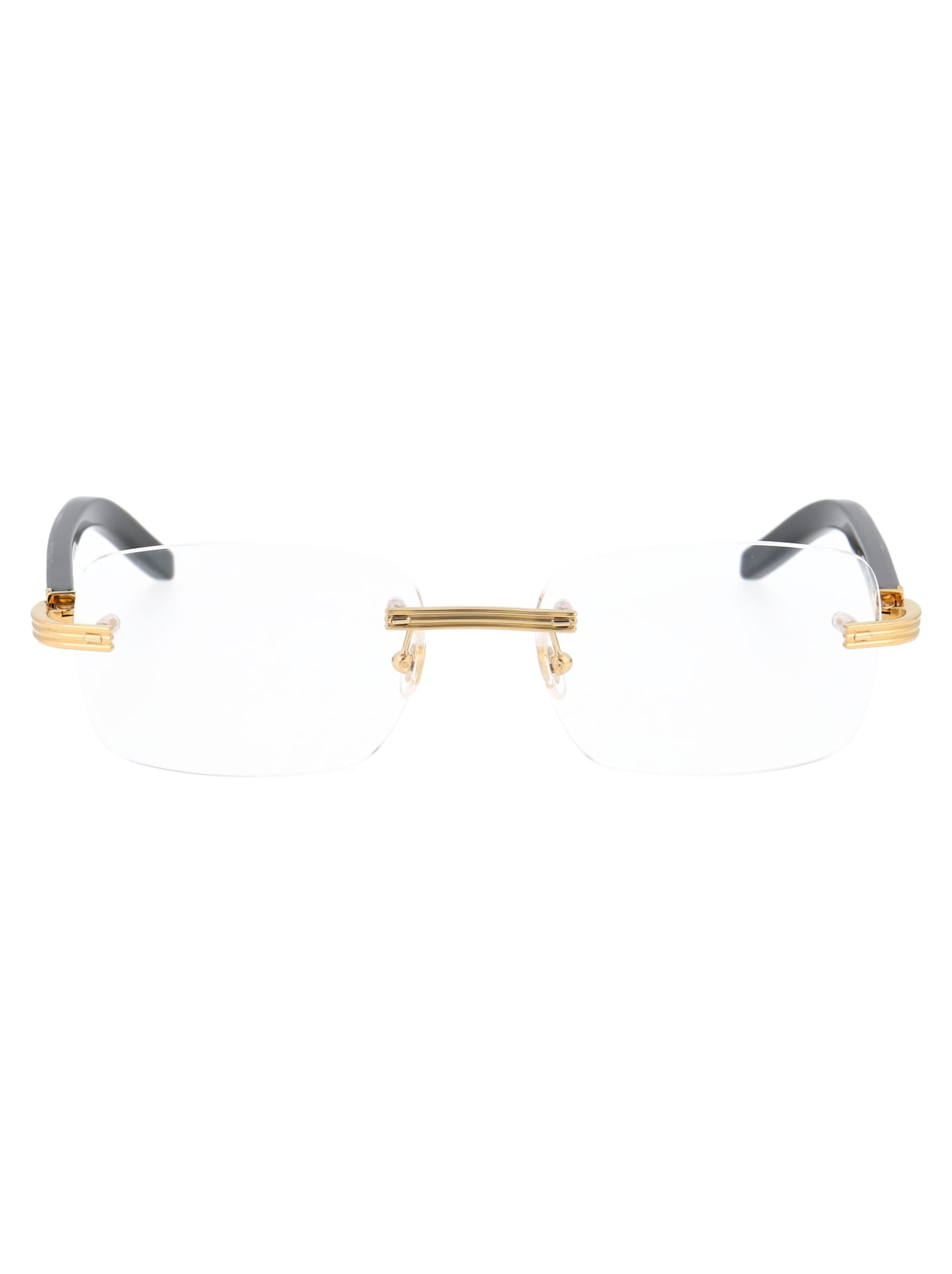 Shop Cartier Ct0286o Glasses In 001 Gold Black Transparent