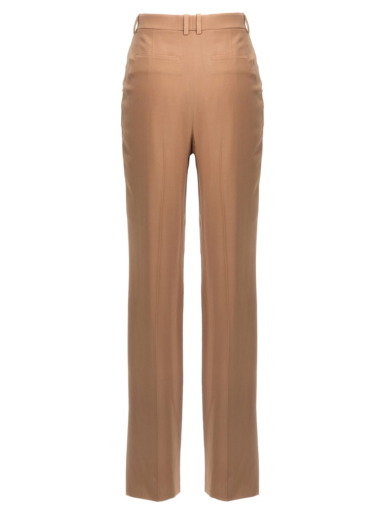 Shop Saint Laurent Crepe Silk Pants In Beige