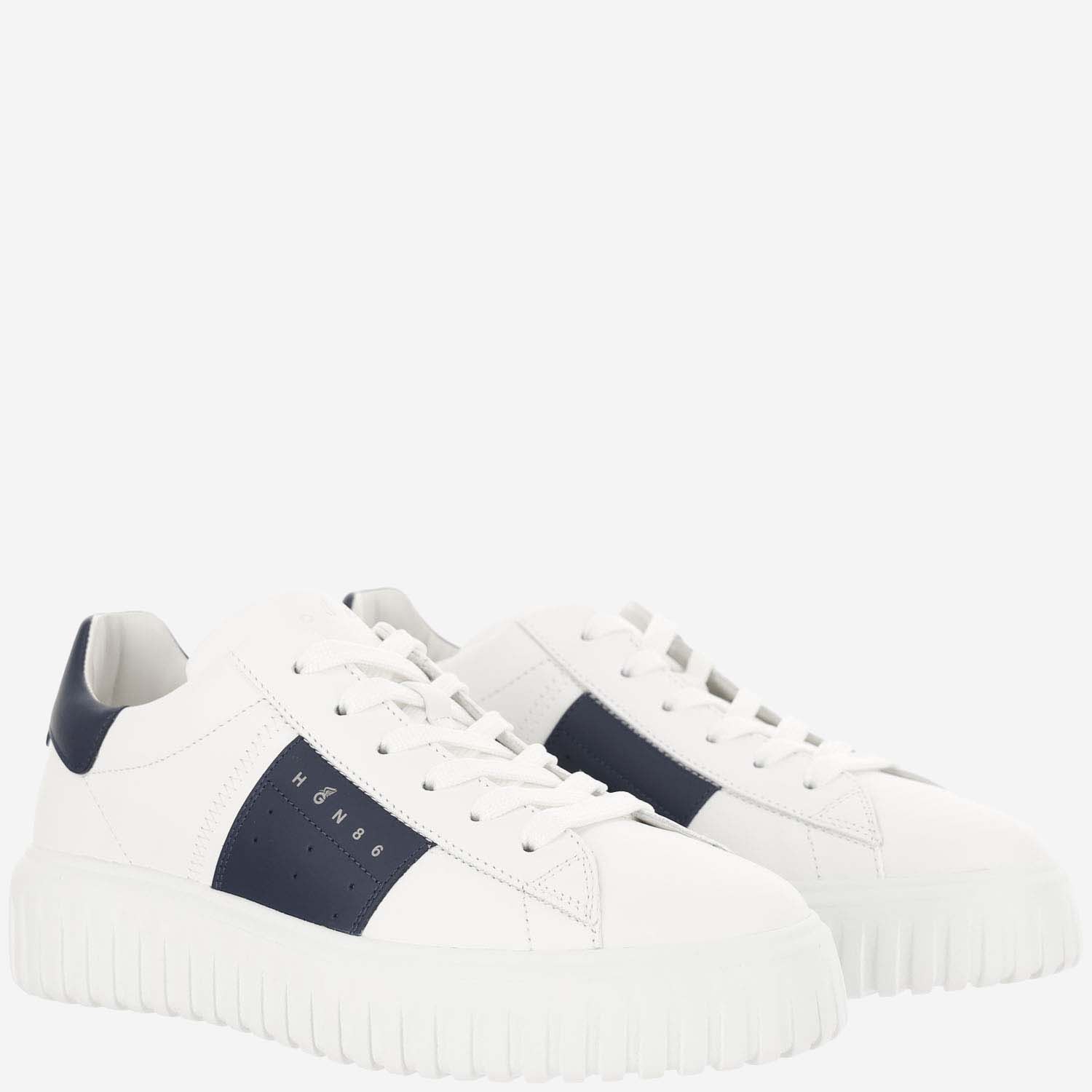 Hogan Round-toe Lace-up Sneakers In White