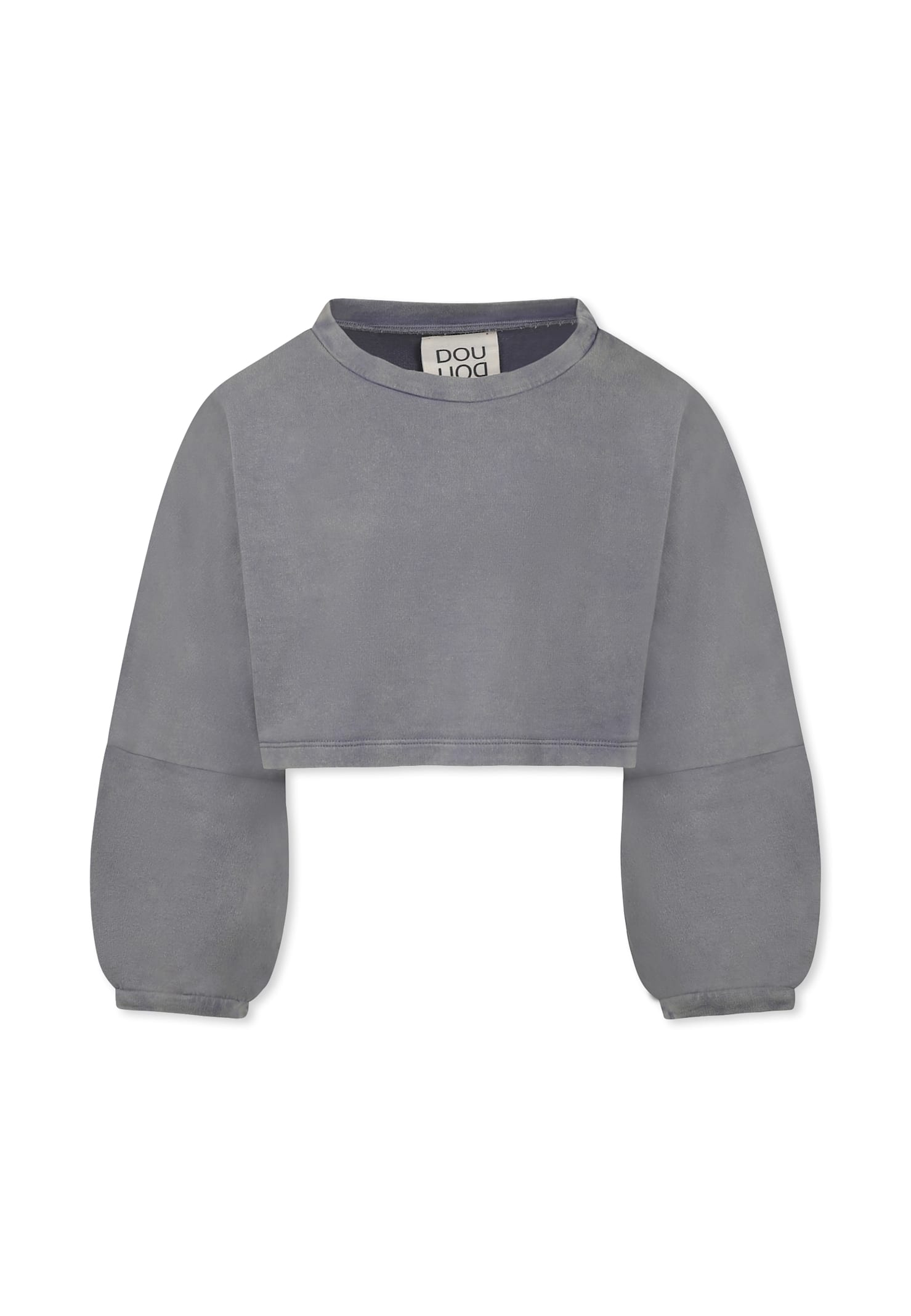 Shop Douuod Grey Crop Sweatshirt For Girl With Logo