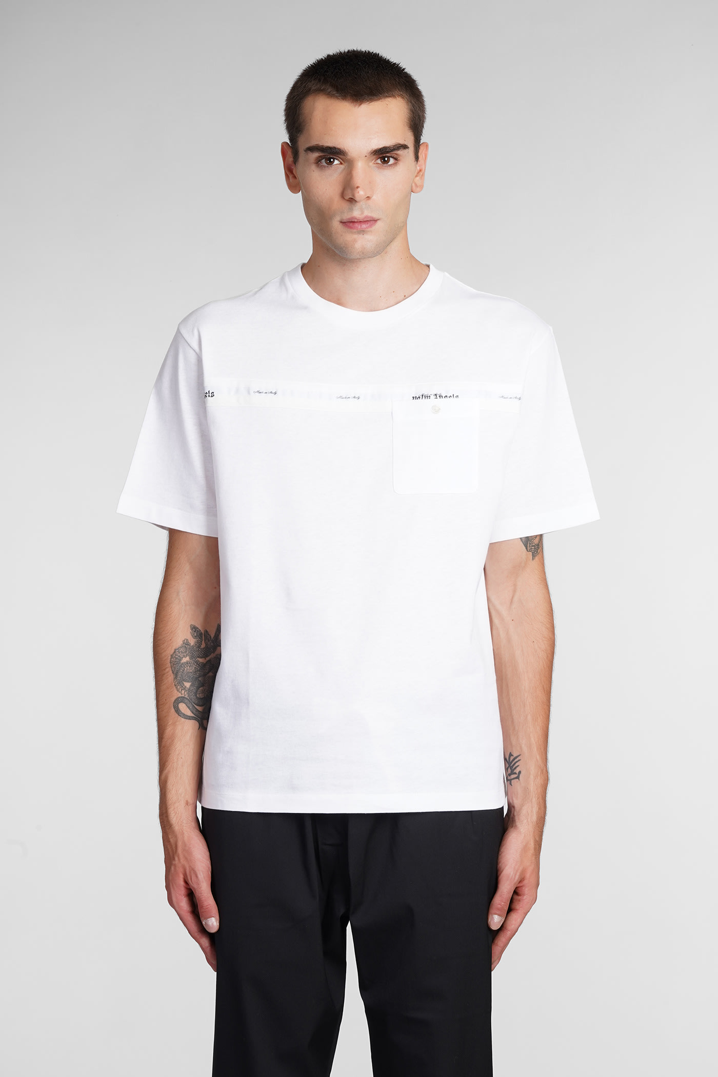 Palm Angels T-shirt In White Cotton In White Off
