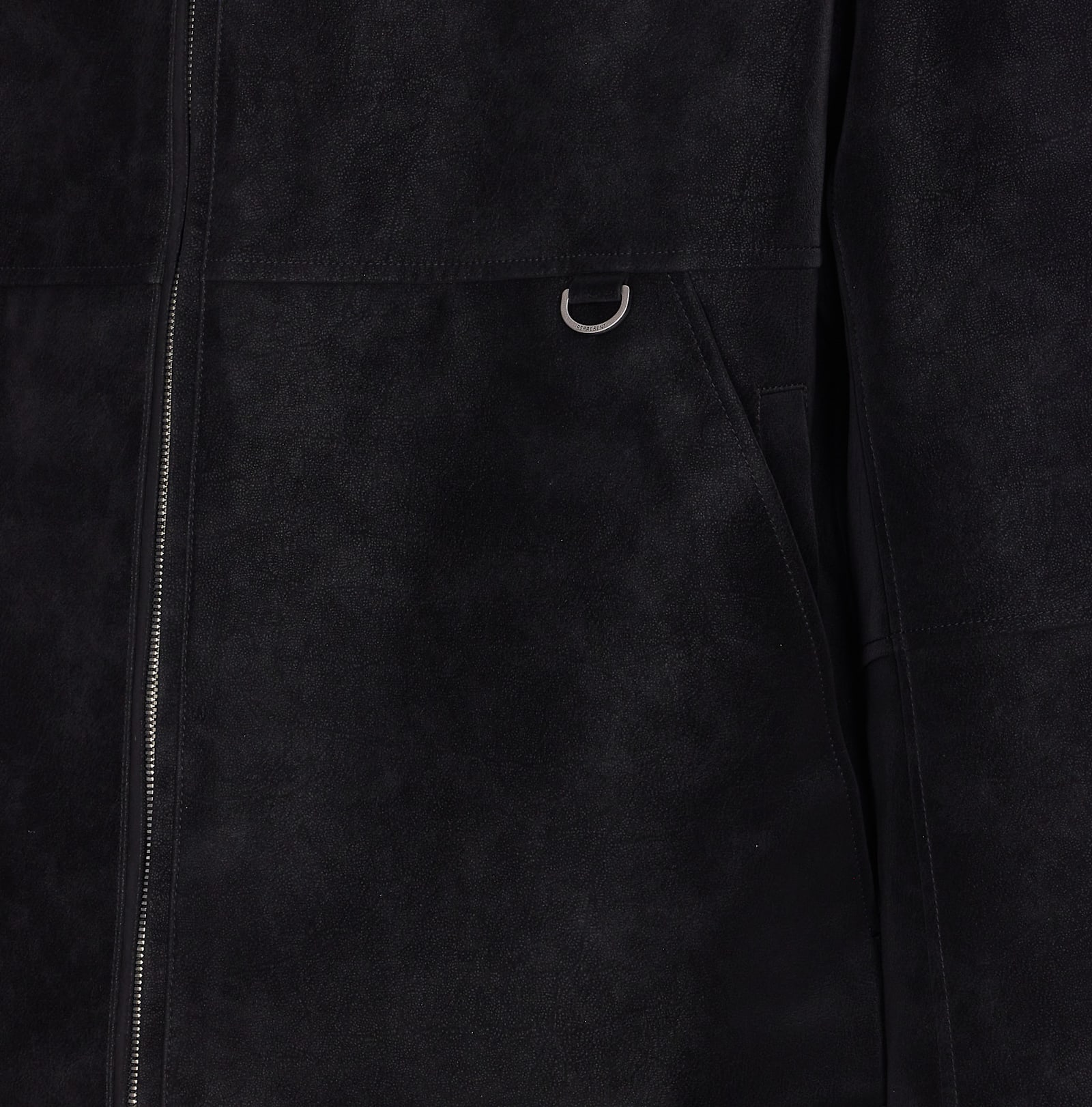 Represent Cropped Black Shearling Jacket With Plush Fur Collar In Black