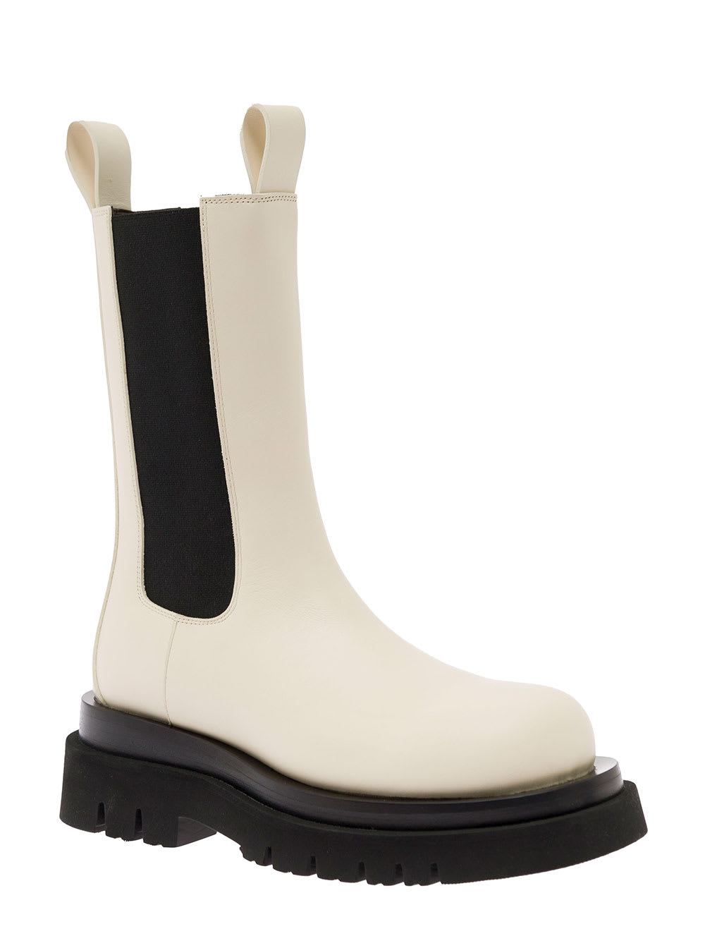 Shop Bottega Veneta Bv Lug White Boots With Contrasting Multi-layered Sole In Leather Woman