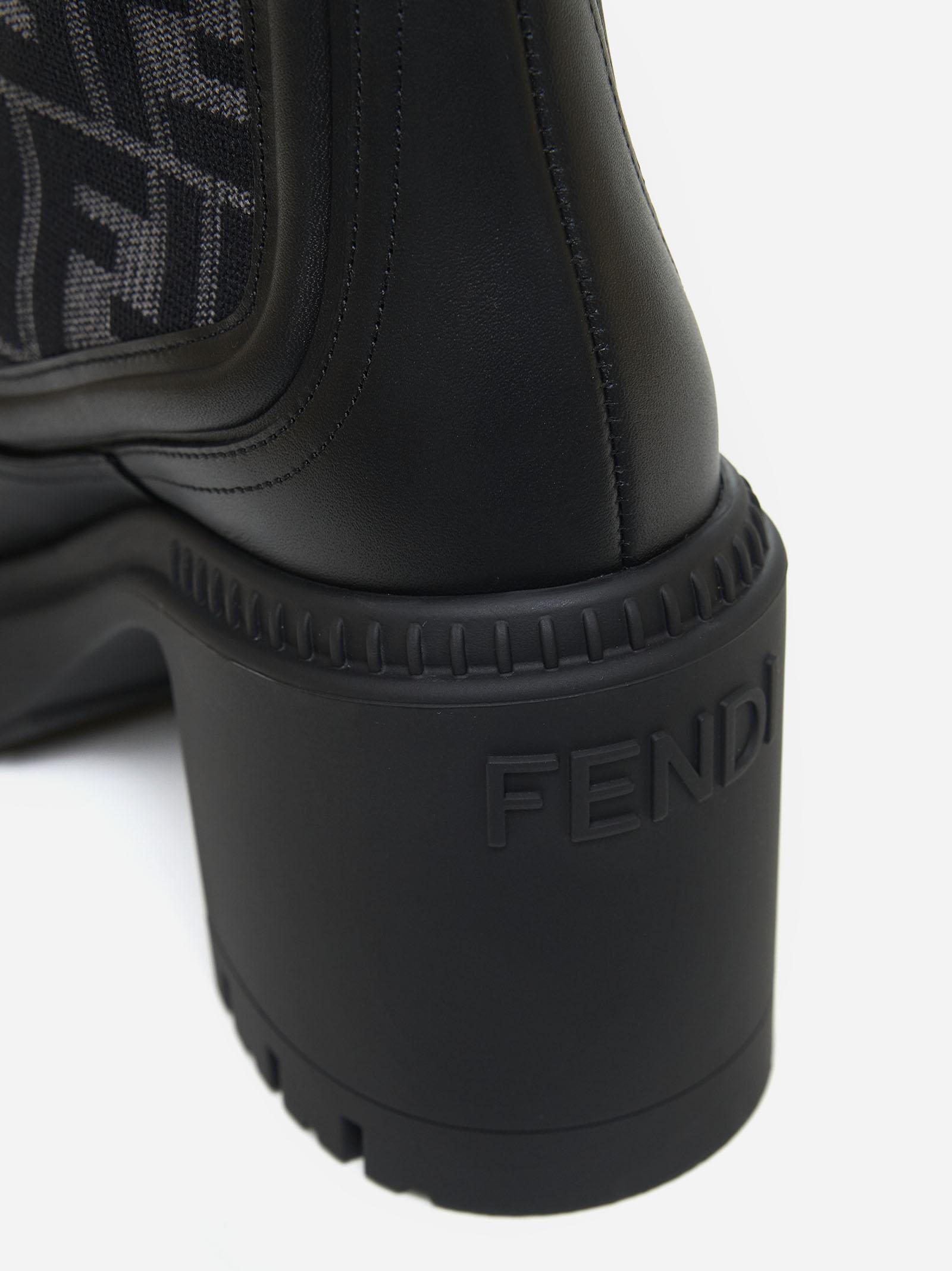 Shop Fendi Domino Biker Leather Ankle Boots In Black