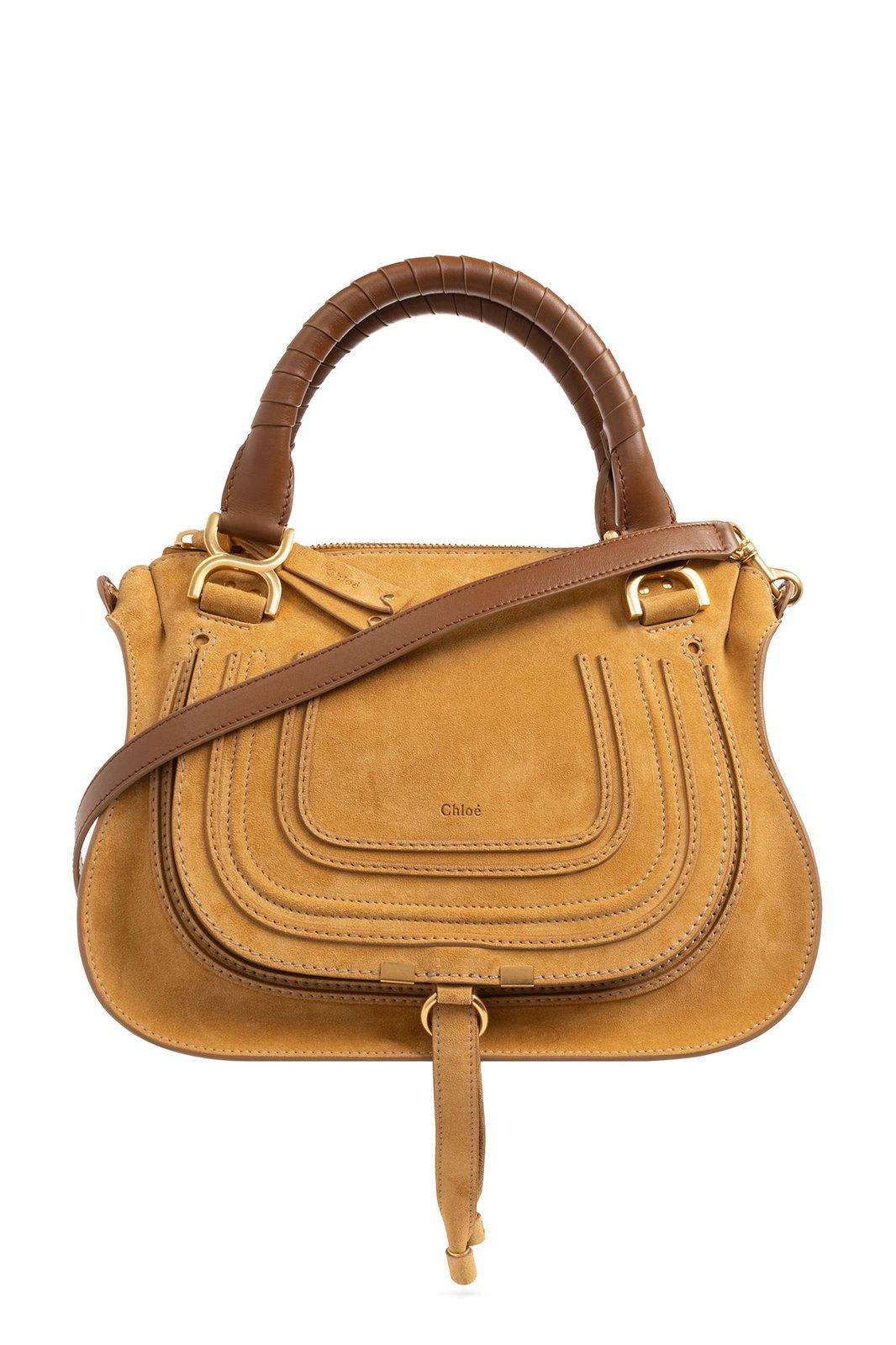 Shop Chloé Marcie Medium Shoulder Bag In Safari Gold