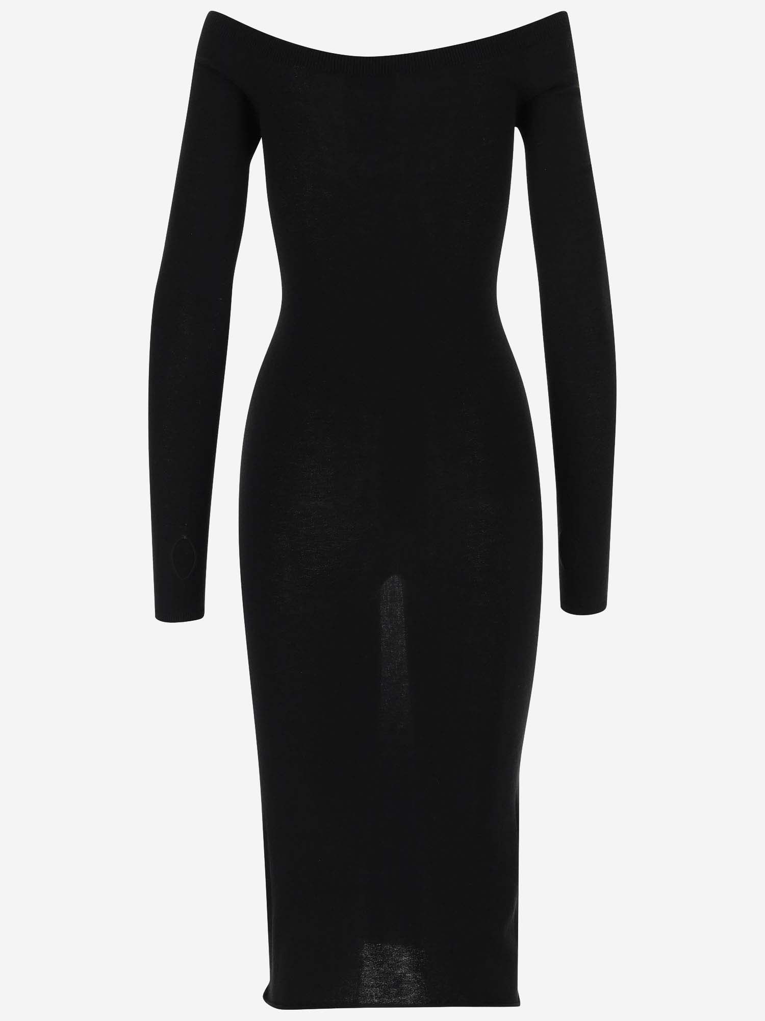 Shop Off-white Viscose Blend Dress In Black