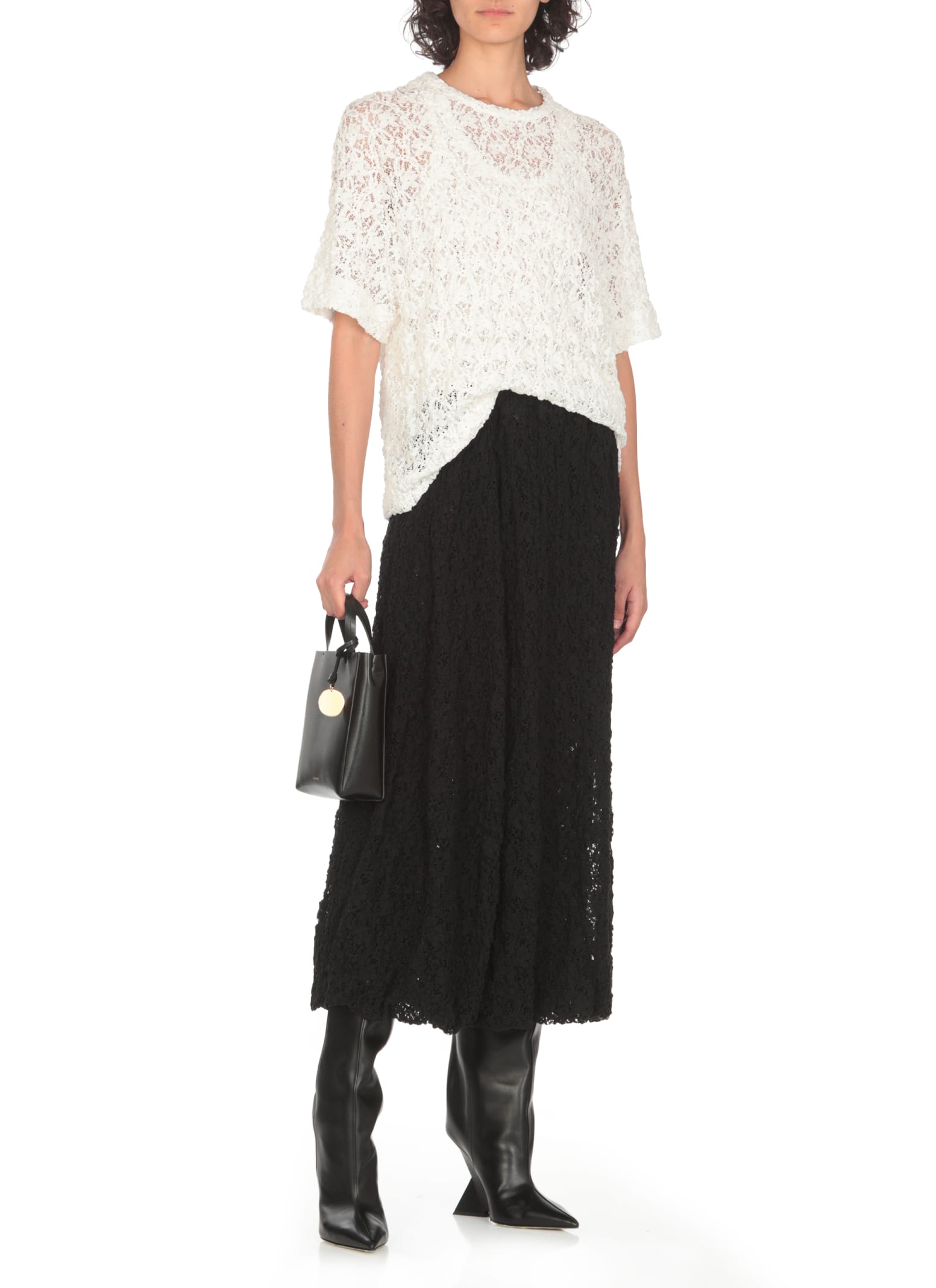 Shop Jil Sander Lace Top In White