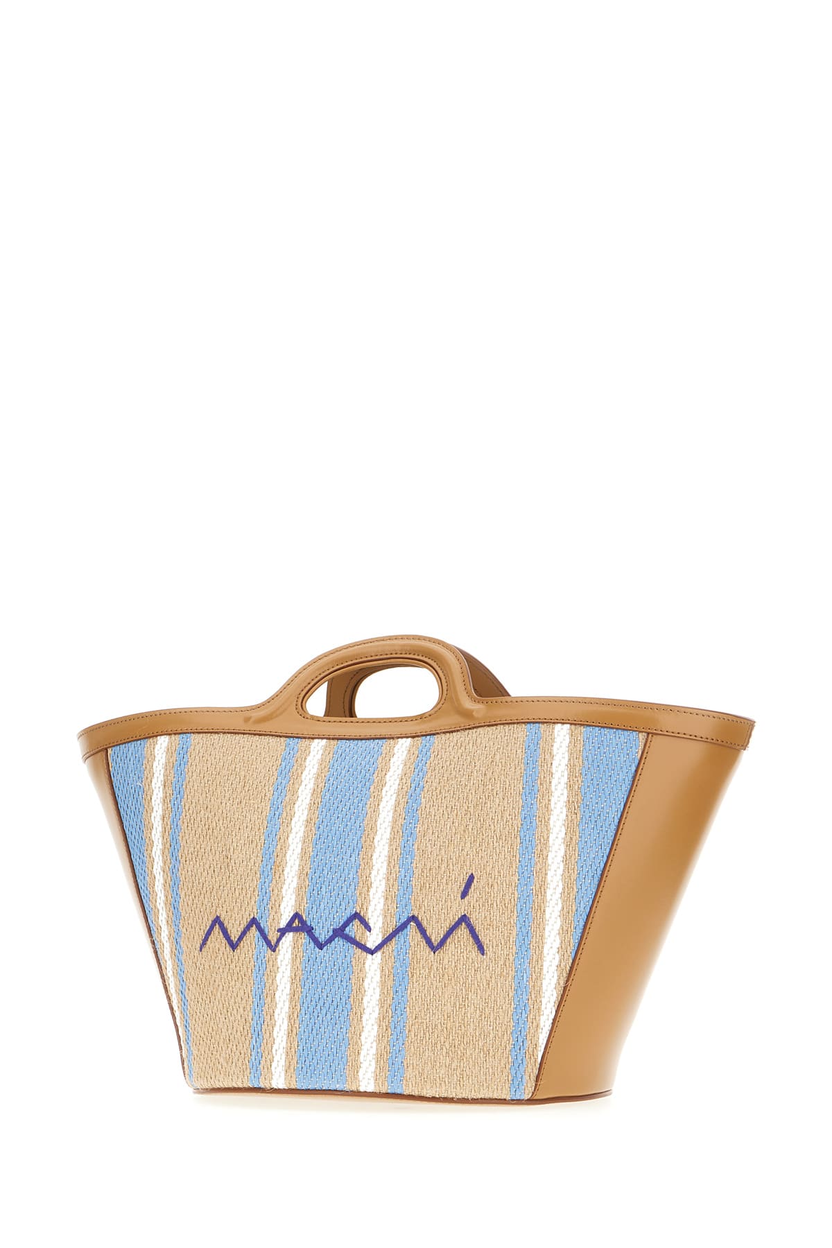 Marni Micro Tropicalia Tote Bag In Cigar Opal Lily White
