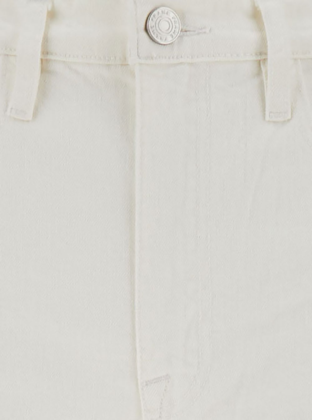 Shop Frame Le Jane White Wide Leg Jeans With Tonal Buttons In Stretch Cotton Denim Woman