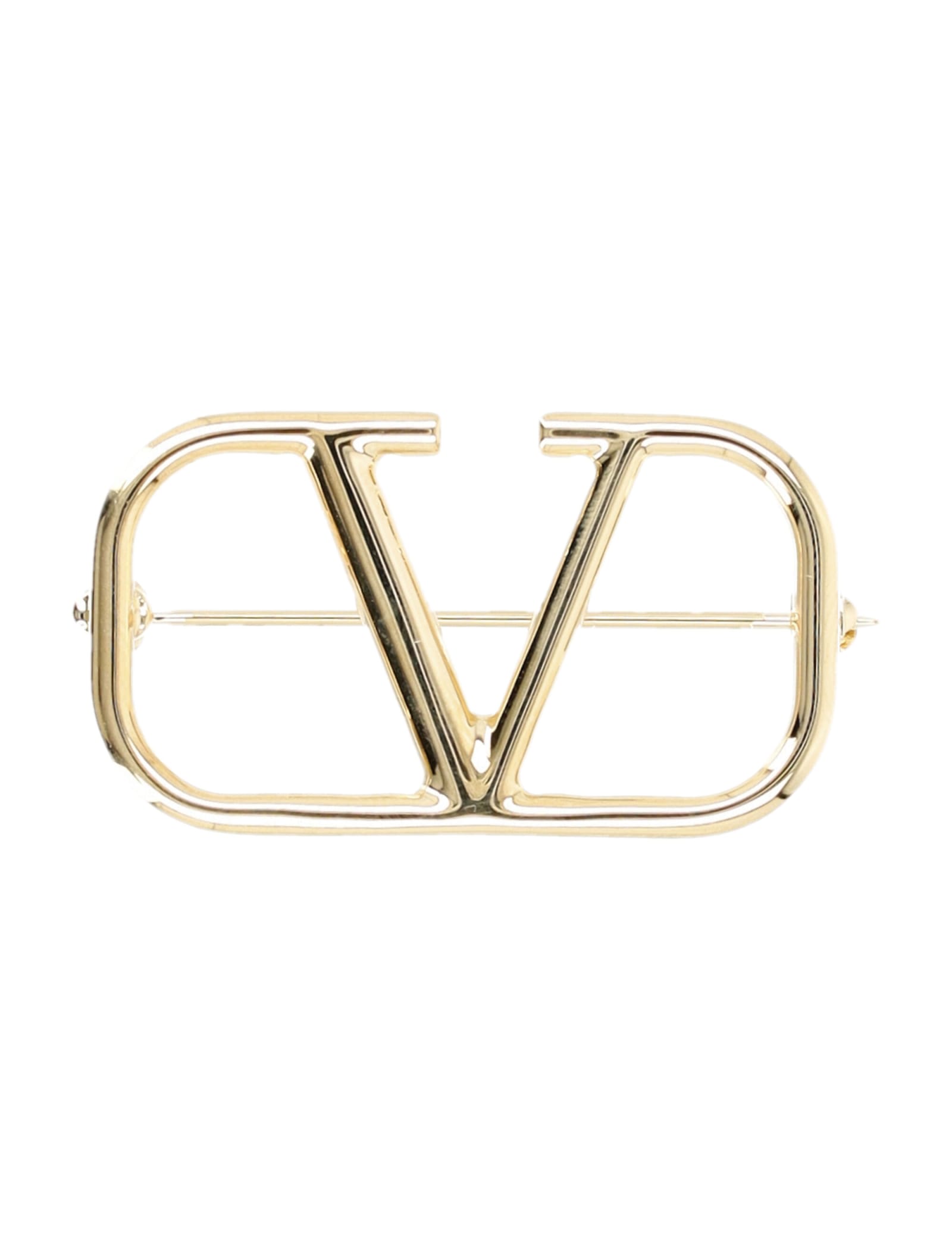 Shop Valentino Vlogo Signature Brooch In Oro 18