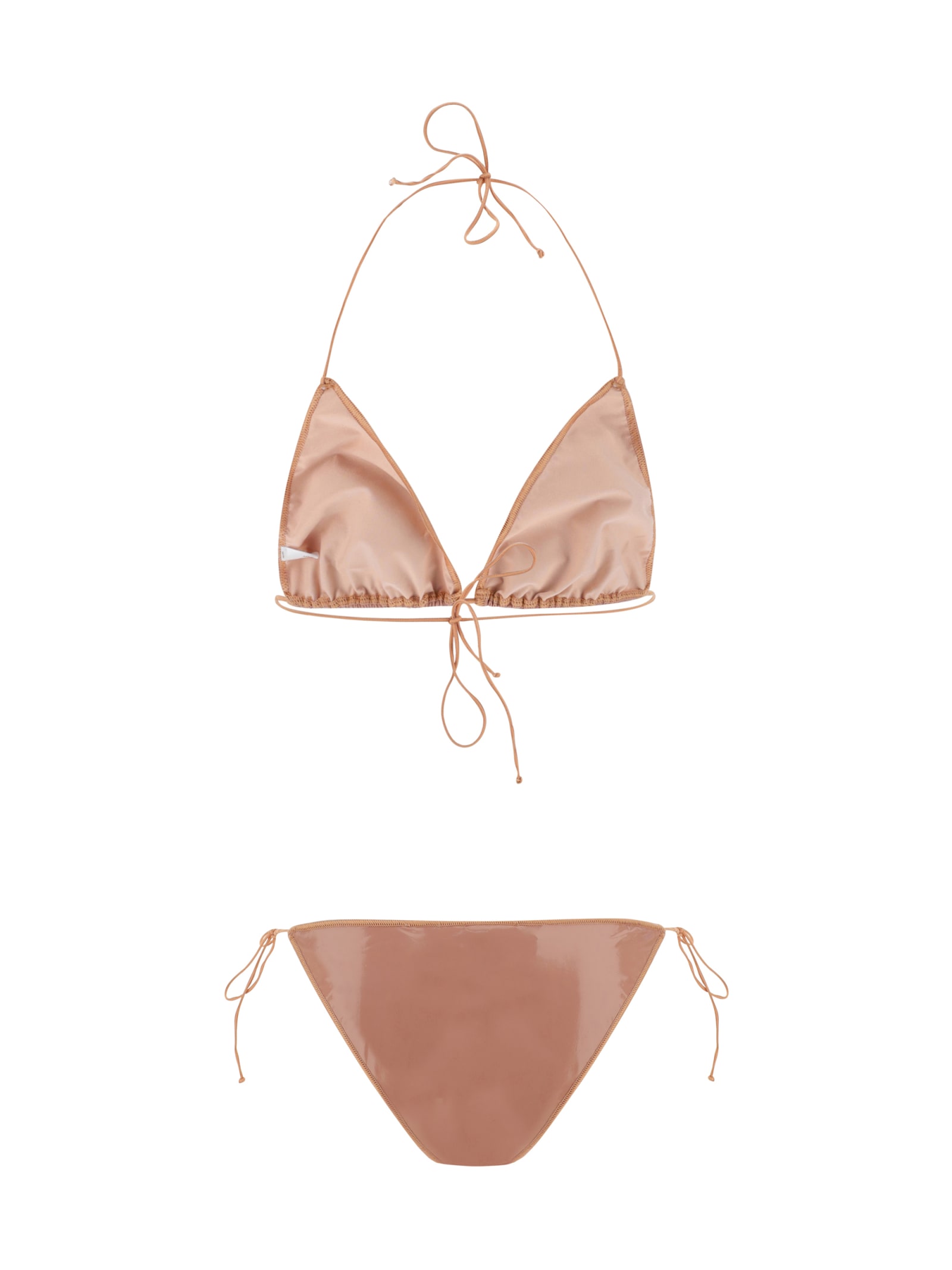 Shop Oseree Latex Swimsuit In Rose Tan