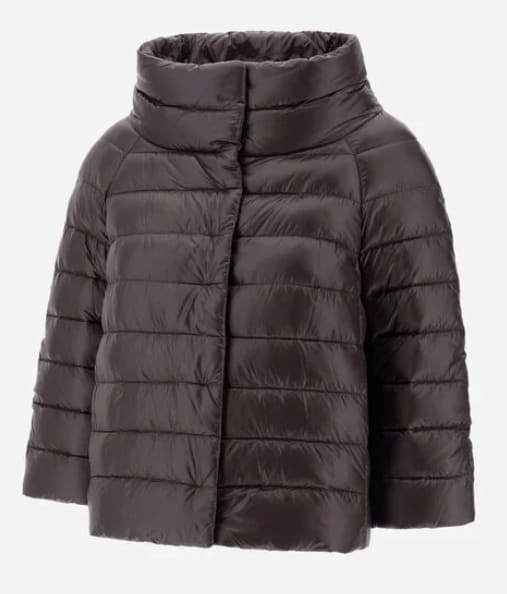 Herno Aminta Quilted Glossed Shell Jacket In Brown