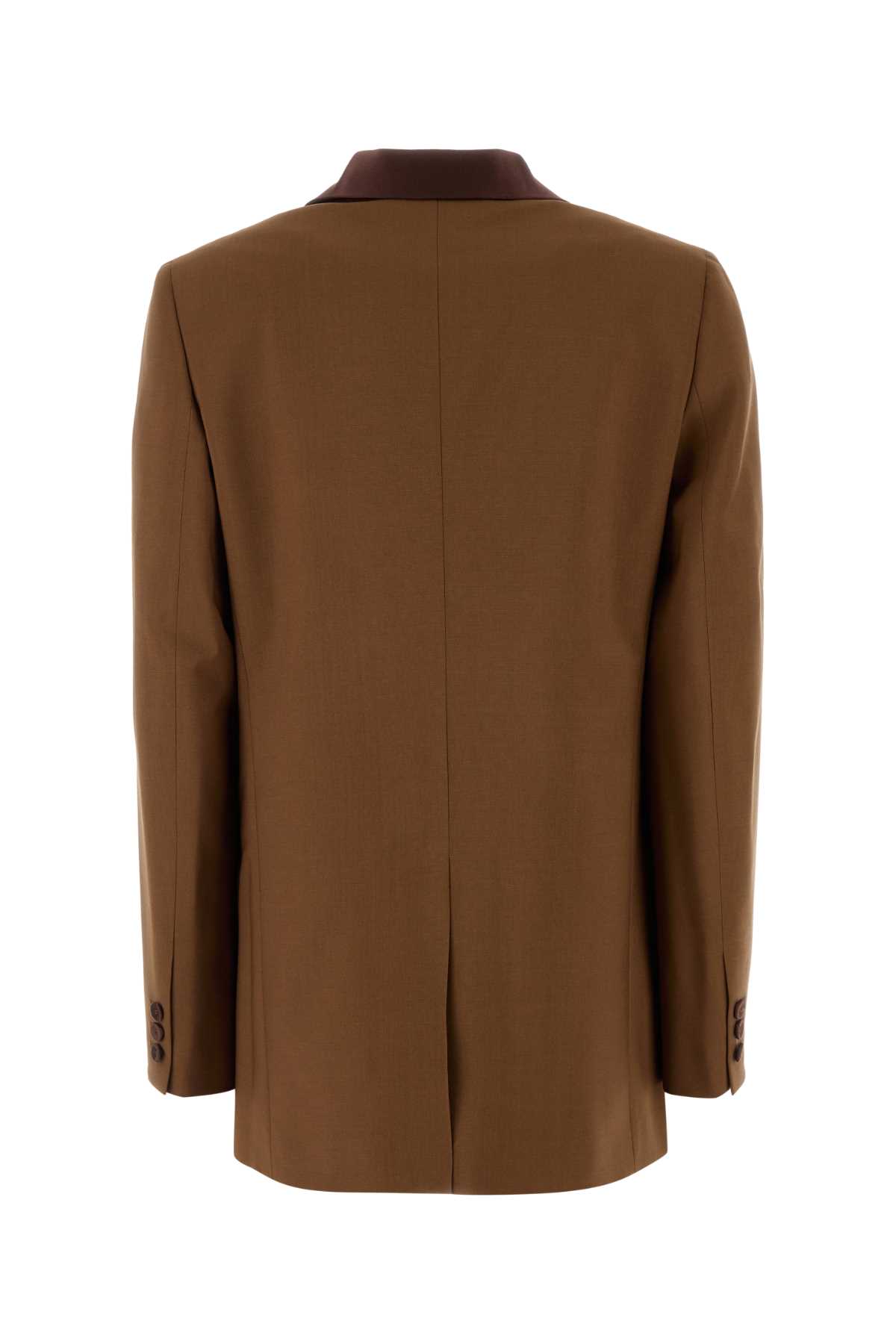Fendi Caramel Wool Blend Blazer In Brown