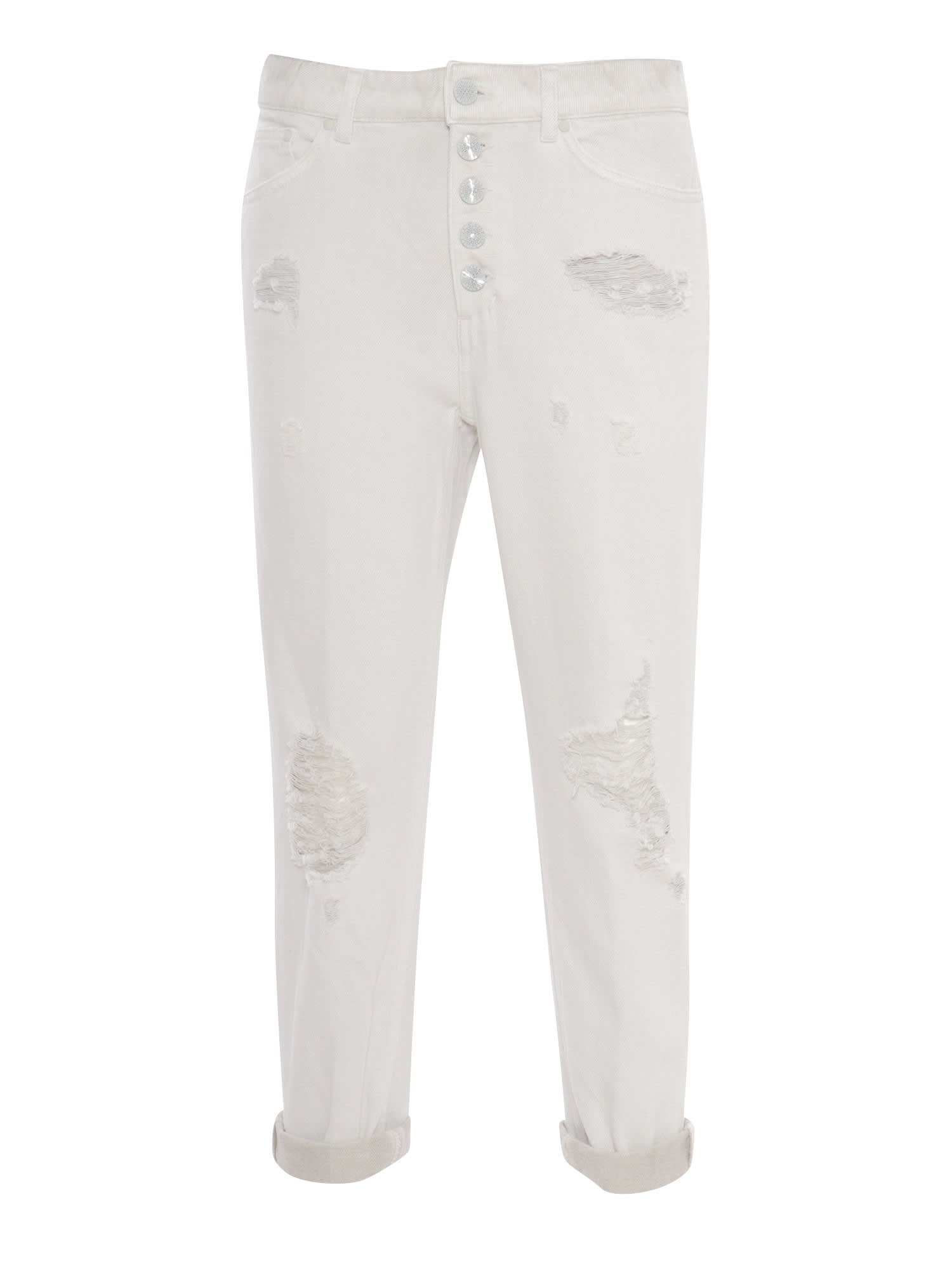 Shop Dondup Frayed White Jeans