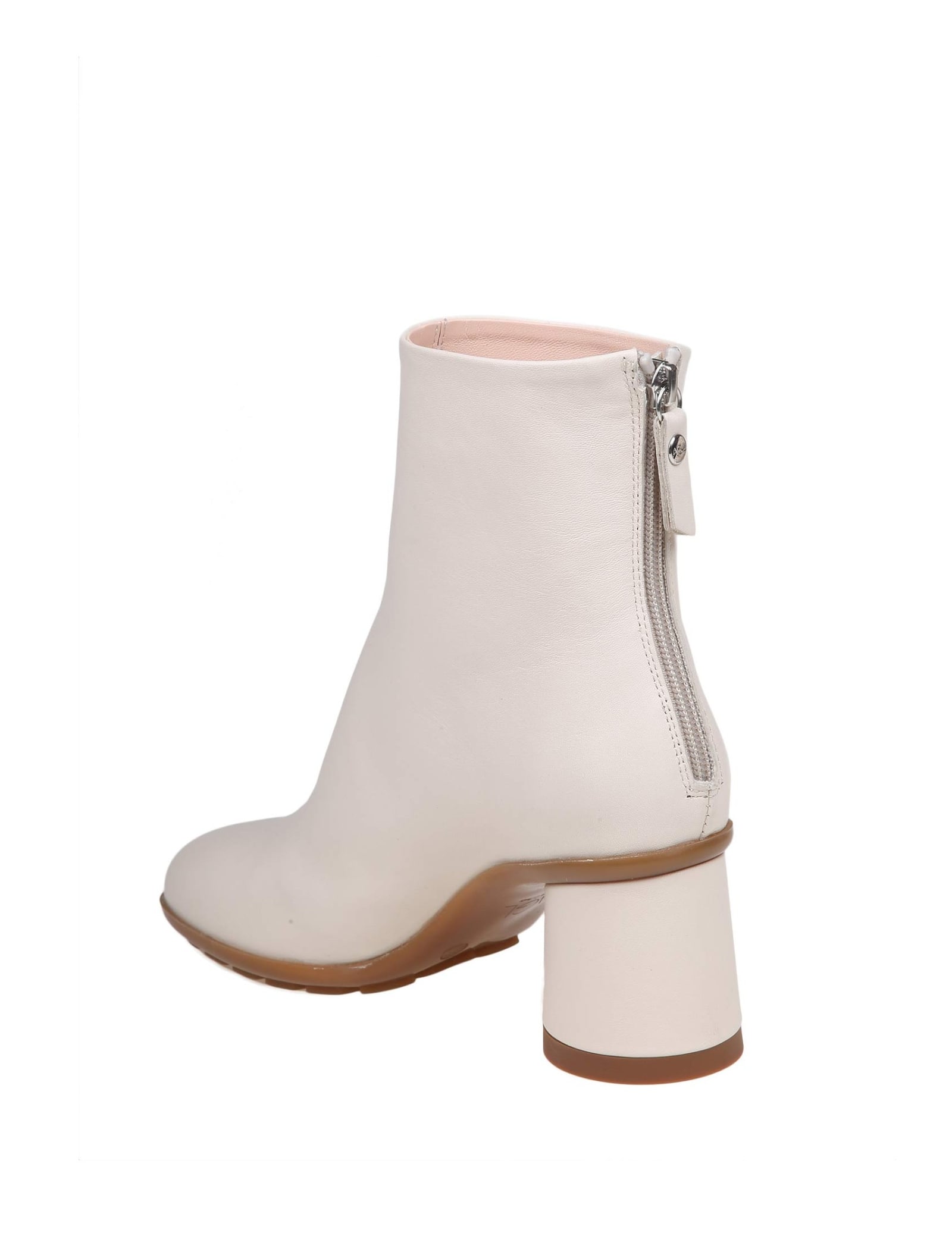 Agl Attilio Giusti Leombruni Curvy Ankle Boots In Chalk Color Leather In Gray