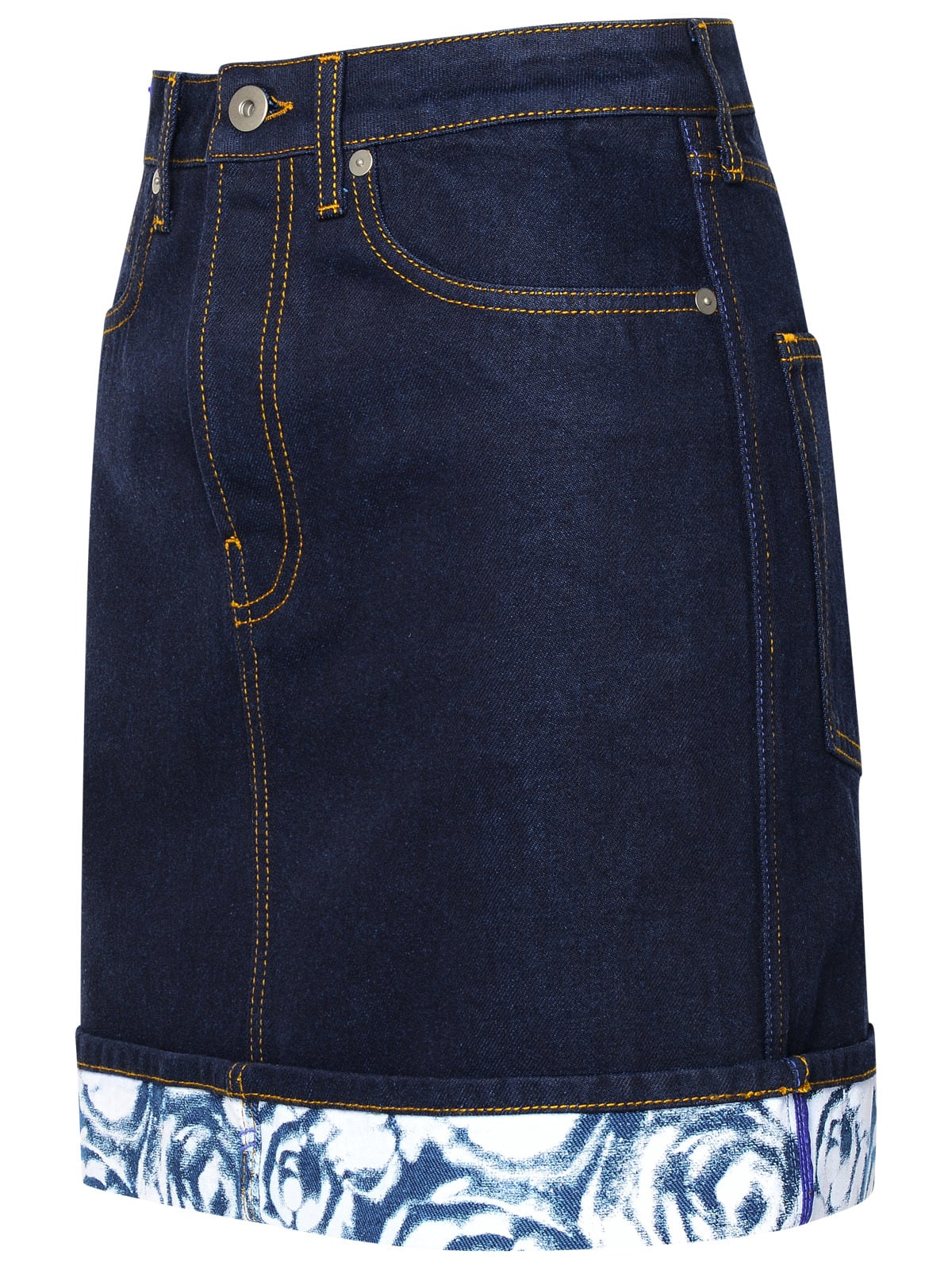 Shop Burberry Four Pockets Denim Short Skirt In Indigo Blue