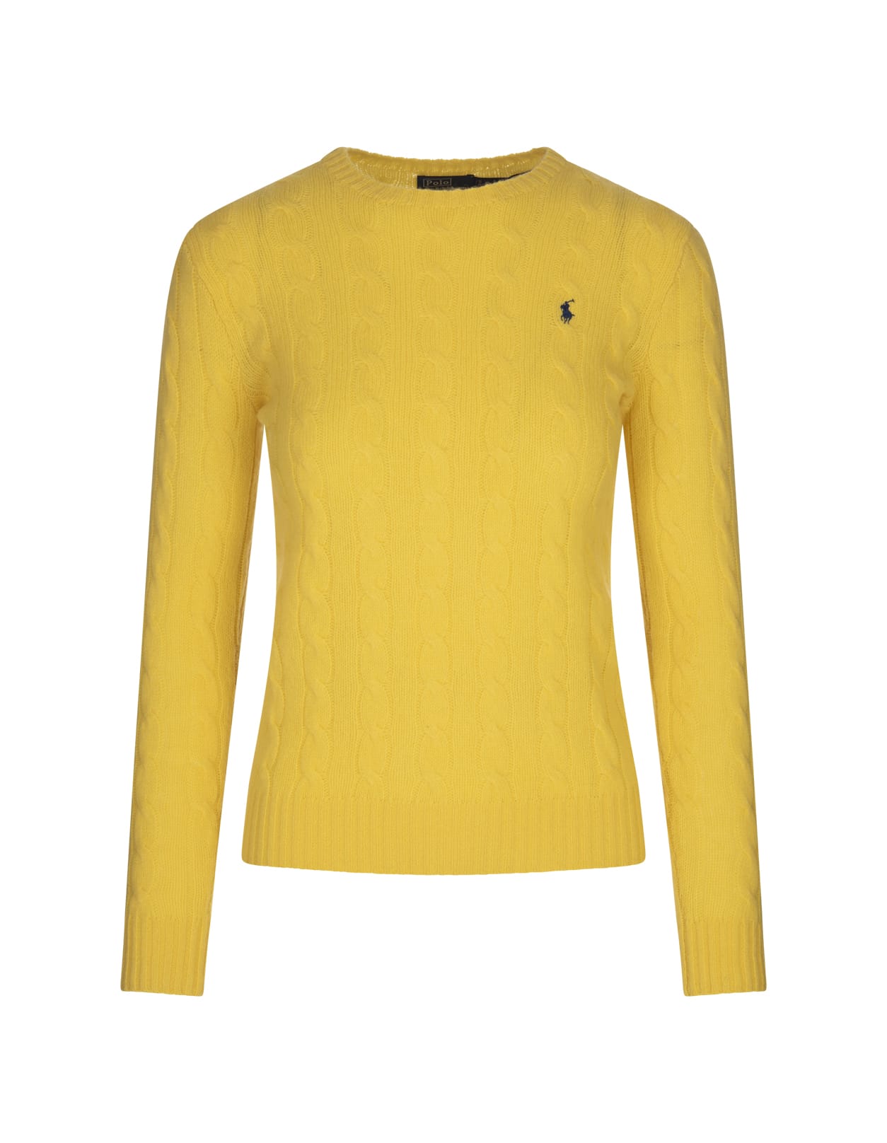 Shop Ralph Lauren Yellow Wool And Cashmere Braided Sweater