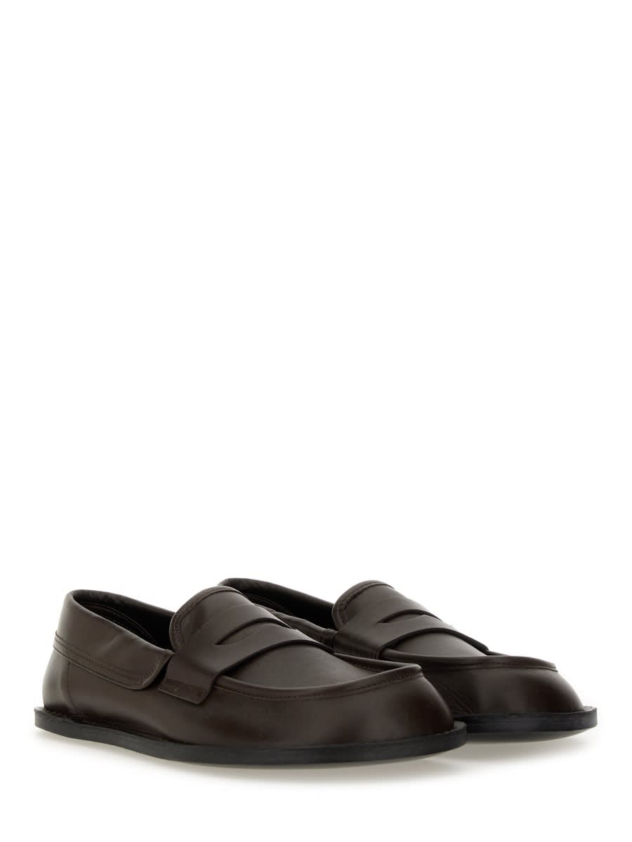 Moschino Desert Penny Strap Loafers In Dark Brown