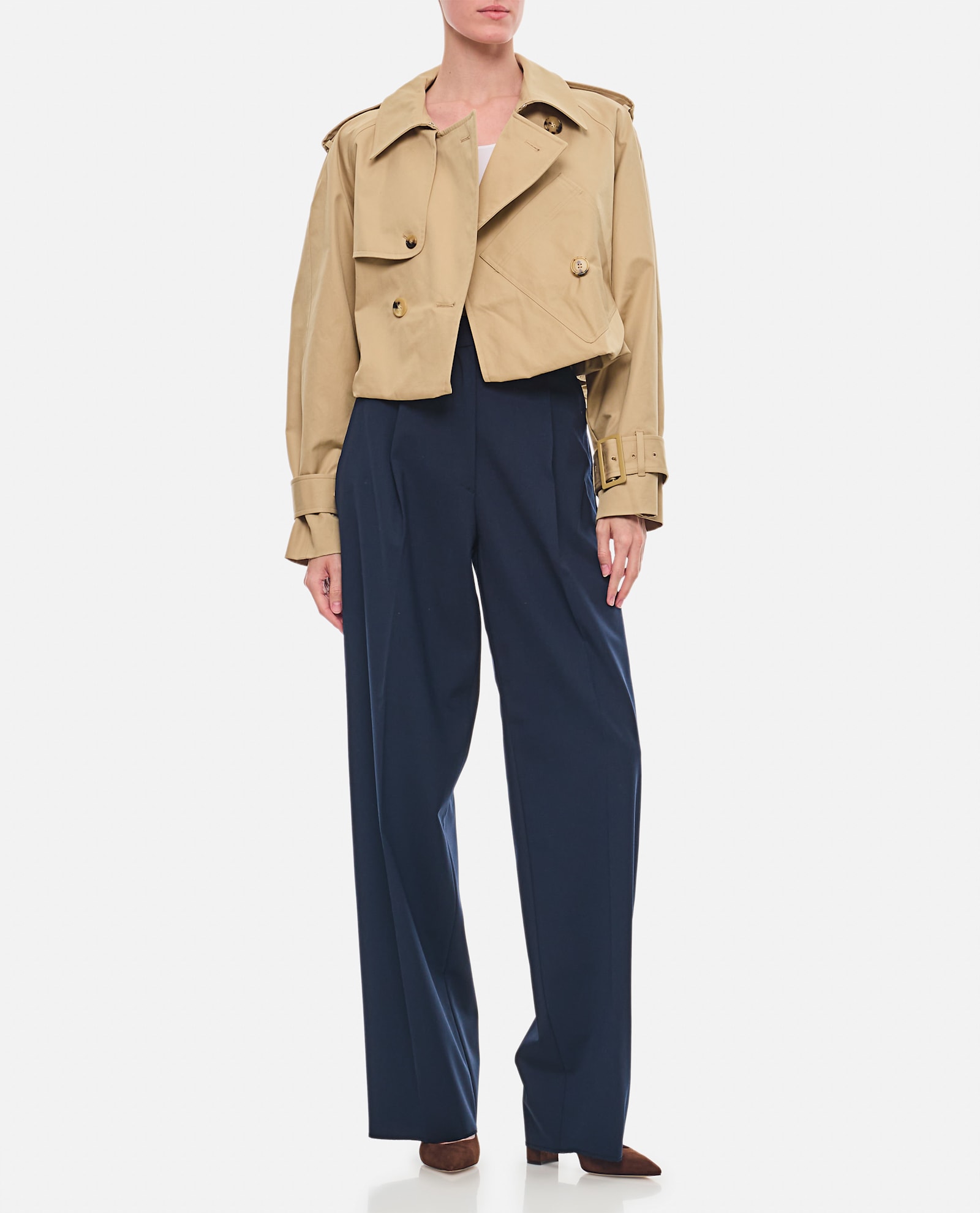 Shop Jw Anderson Cropped Trench Coat In Beige