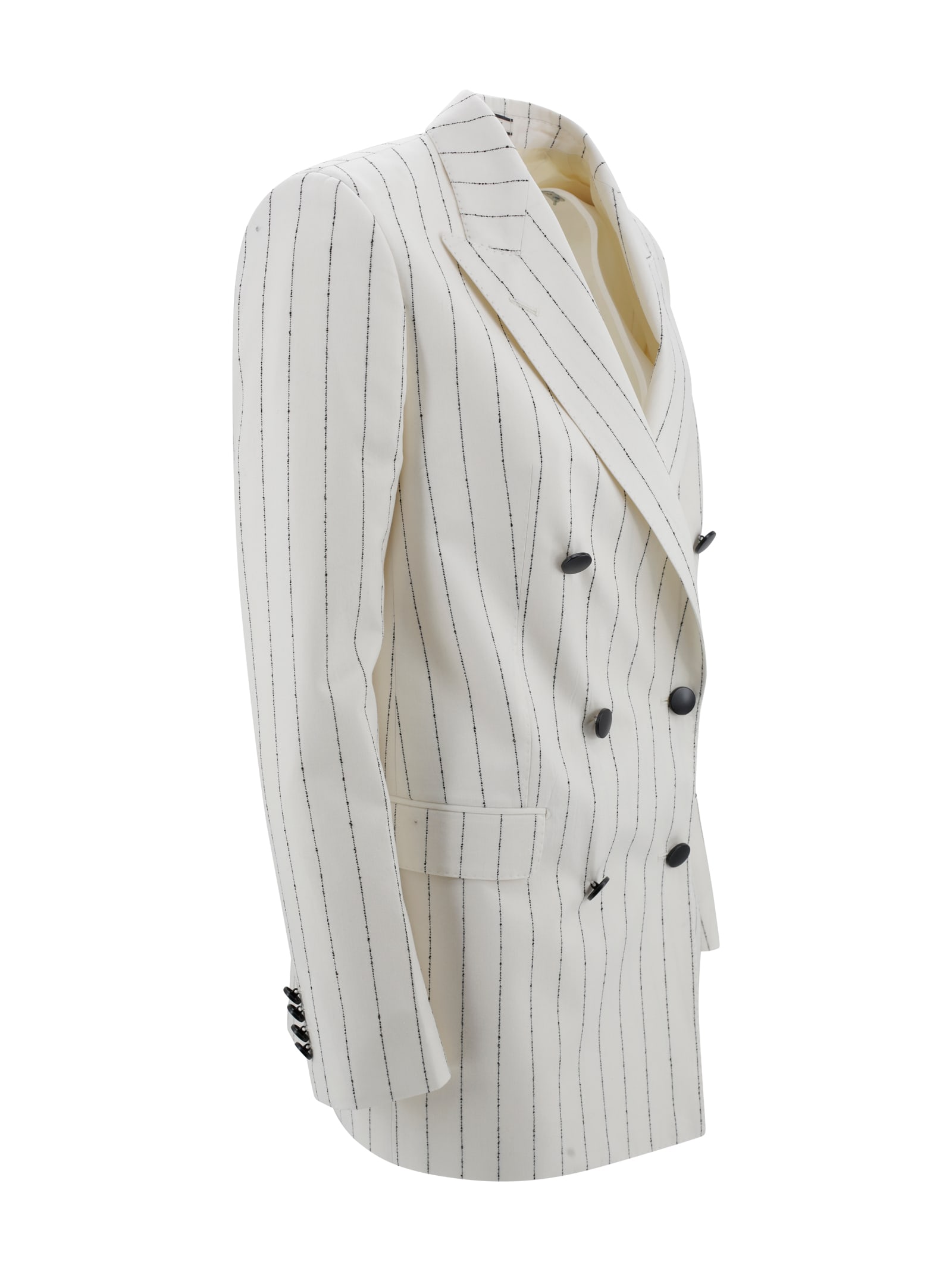 Tagliatore Double-breasted Striped Jacket In White