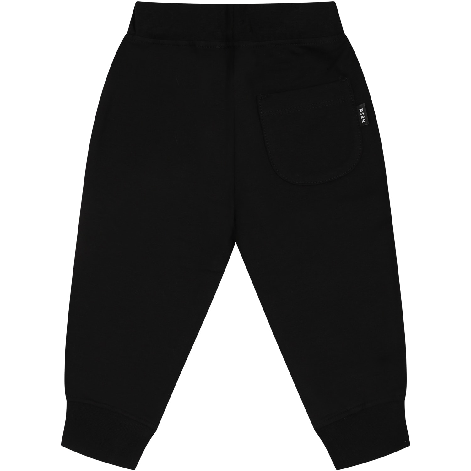 Shop Msgm Black Trousers For Baby Kids With Logo In Nero