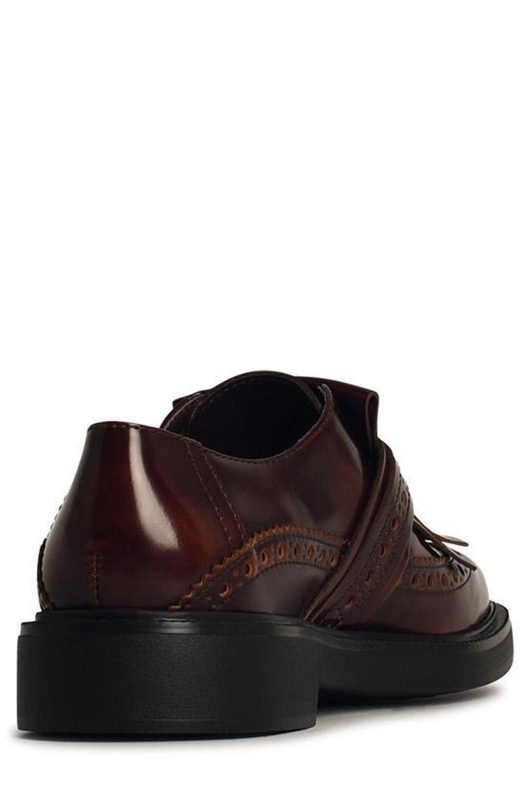 Tod's Fringe-detail Perforated Loafers In Leather