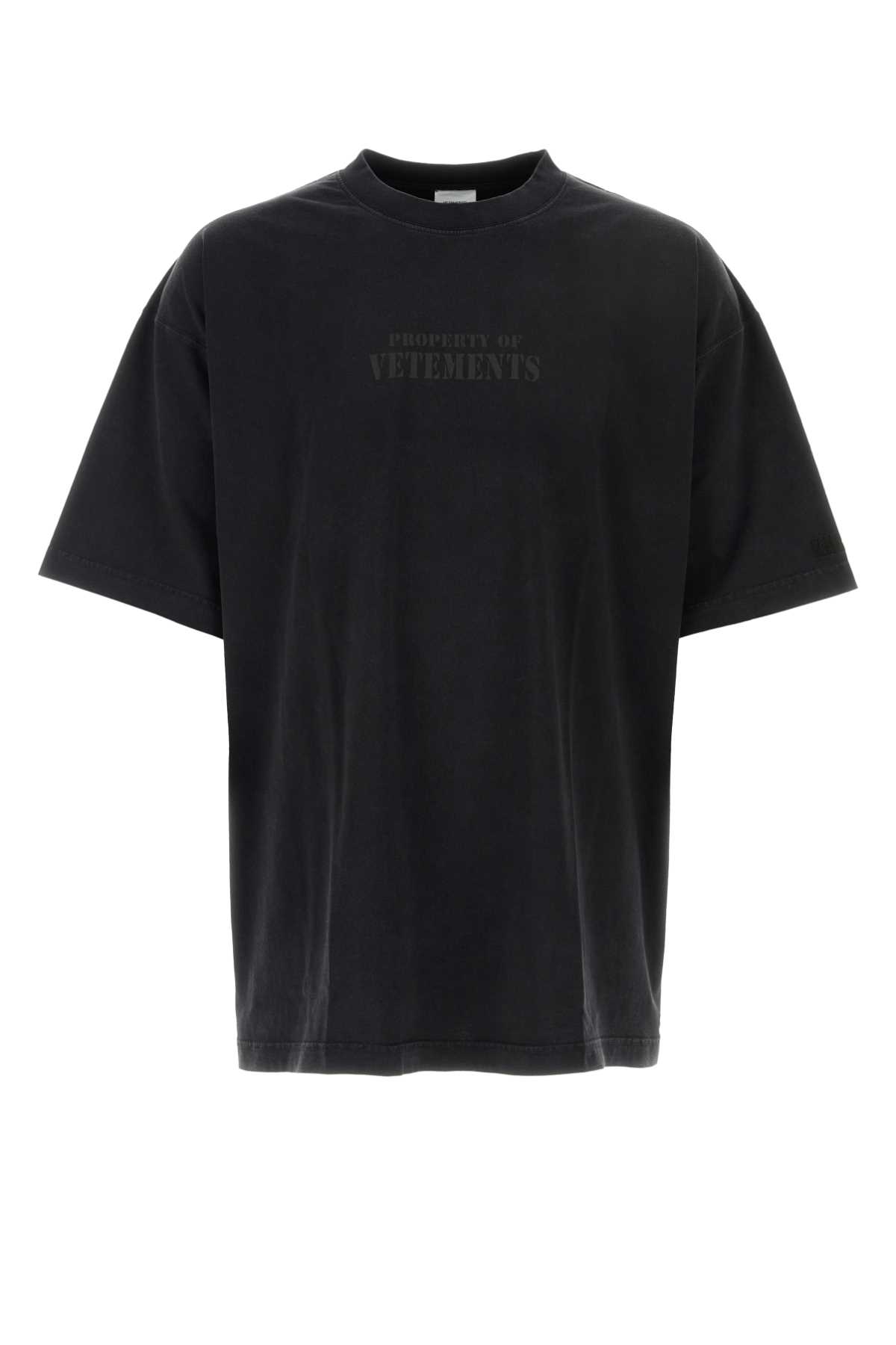 Shop Vetements Slate Cotton Oversize T-shirt In Washedblack