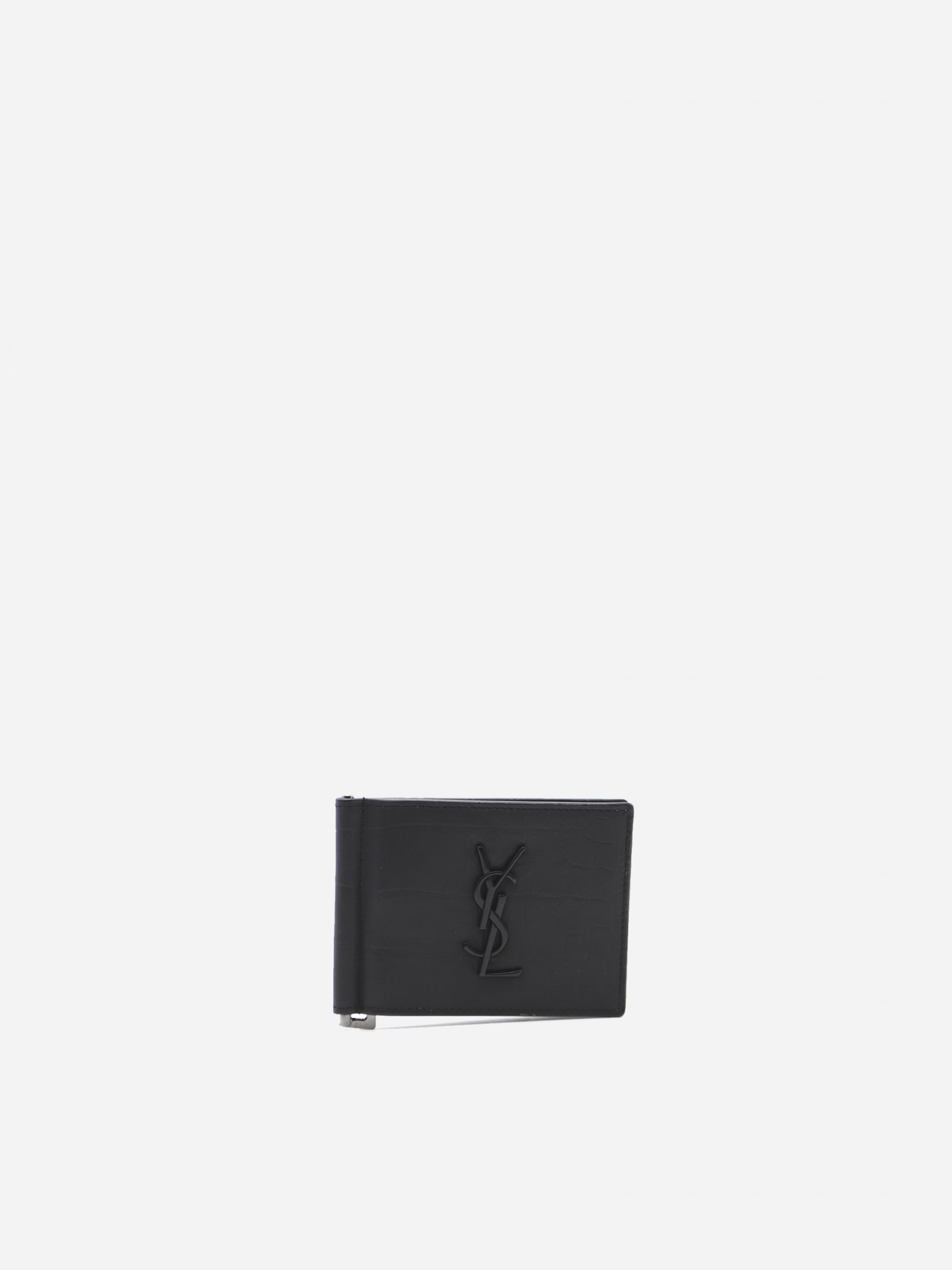 Saint Laurent Monogram Wallet In Croc Effect Leather
