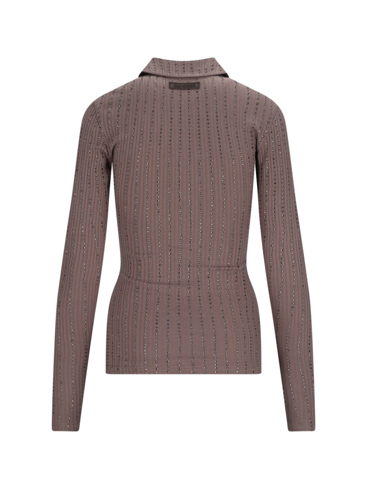 Attico Faded Mud Long Sleeve Vertical Striped T-shirt In Brown