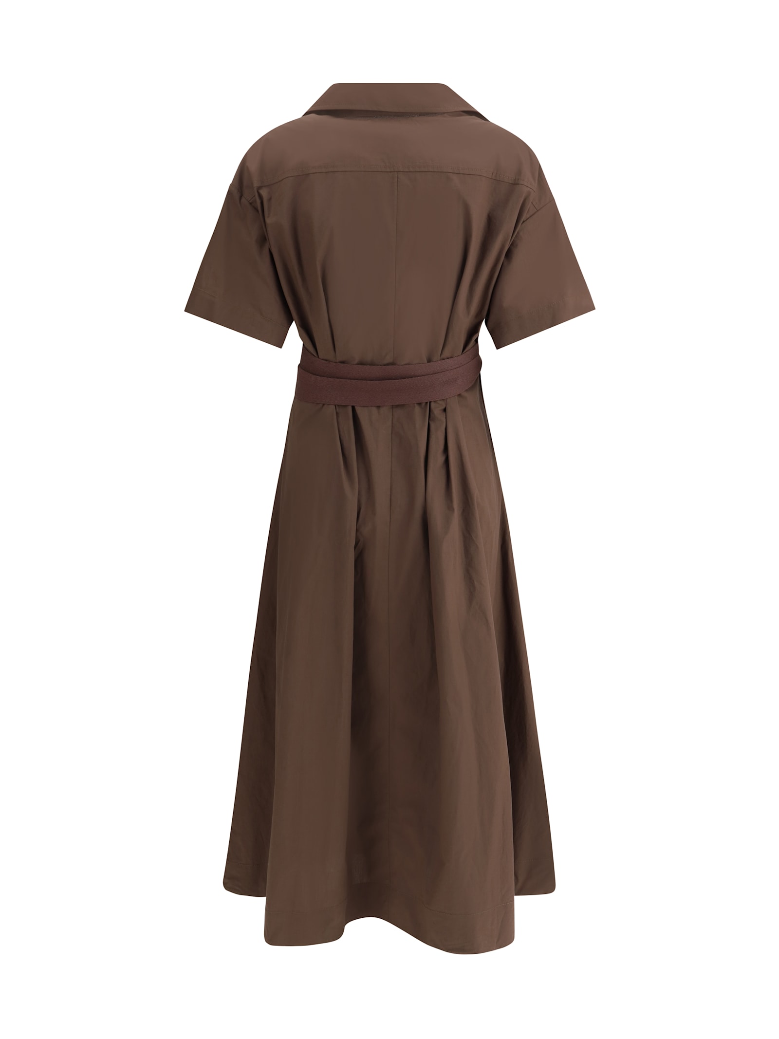 Brunello Cucinelli Short Sleeve Dress In Brown
